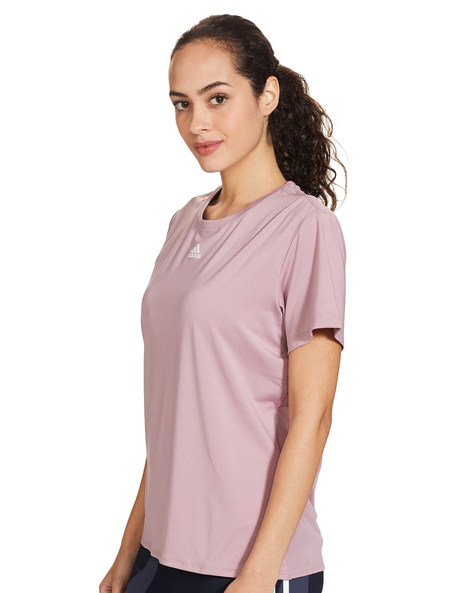 Adidas Women's Wtr Aeroready T T Shirt (Hg0253-L, Magic Mauve/White, L)