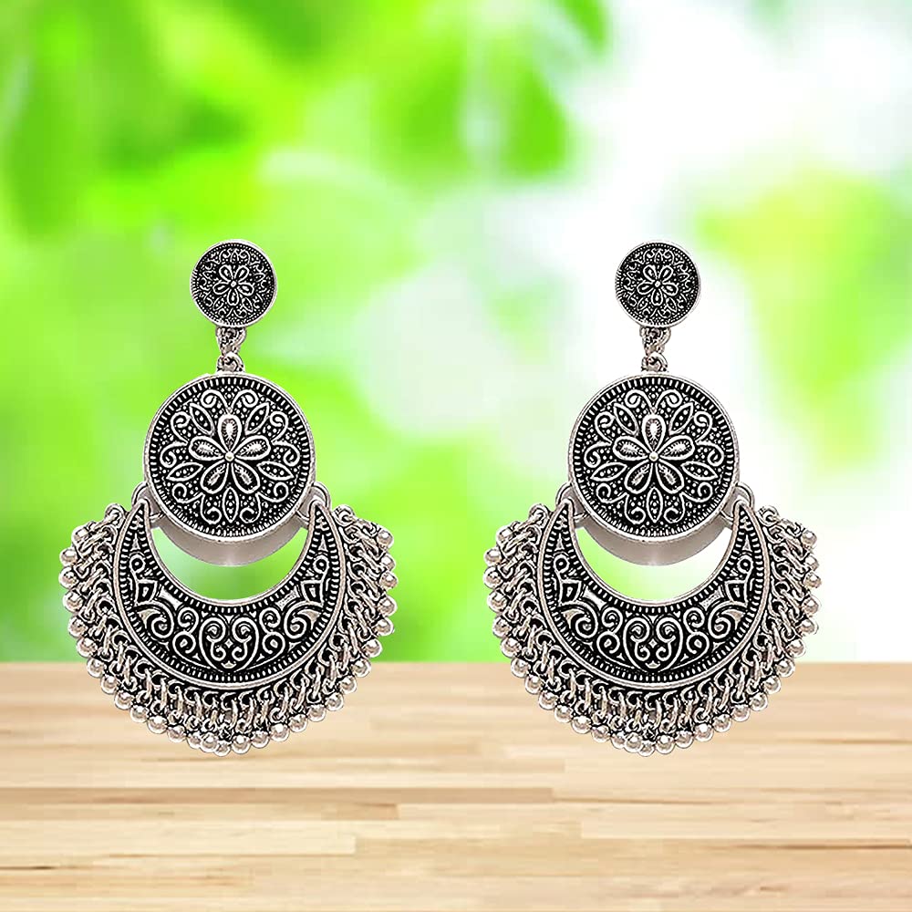 YouBella Jewellery Summer Special Stylish Oxidised Afghani Tribal Fancy Party Wear Earrings for Girls and Women