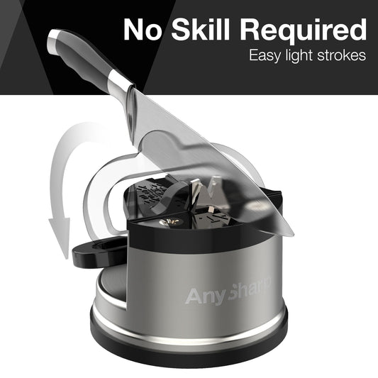 مبرد سكاكين AnySharp Pro (معدن) مع كوب شفط، تشطيب معدني مصقول، مقاس واحد