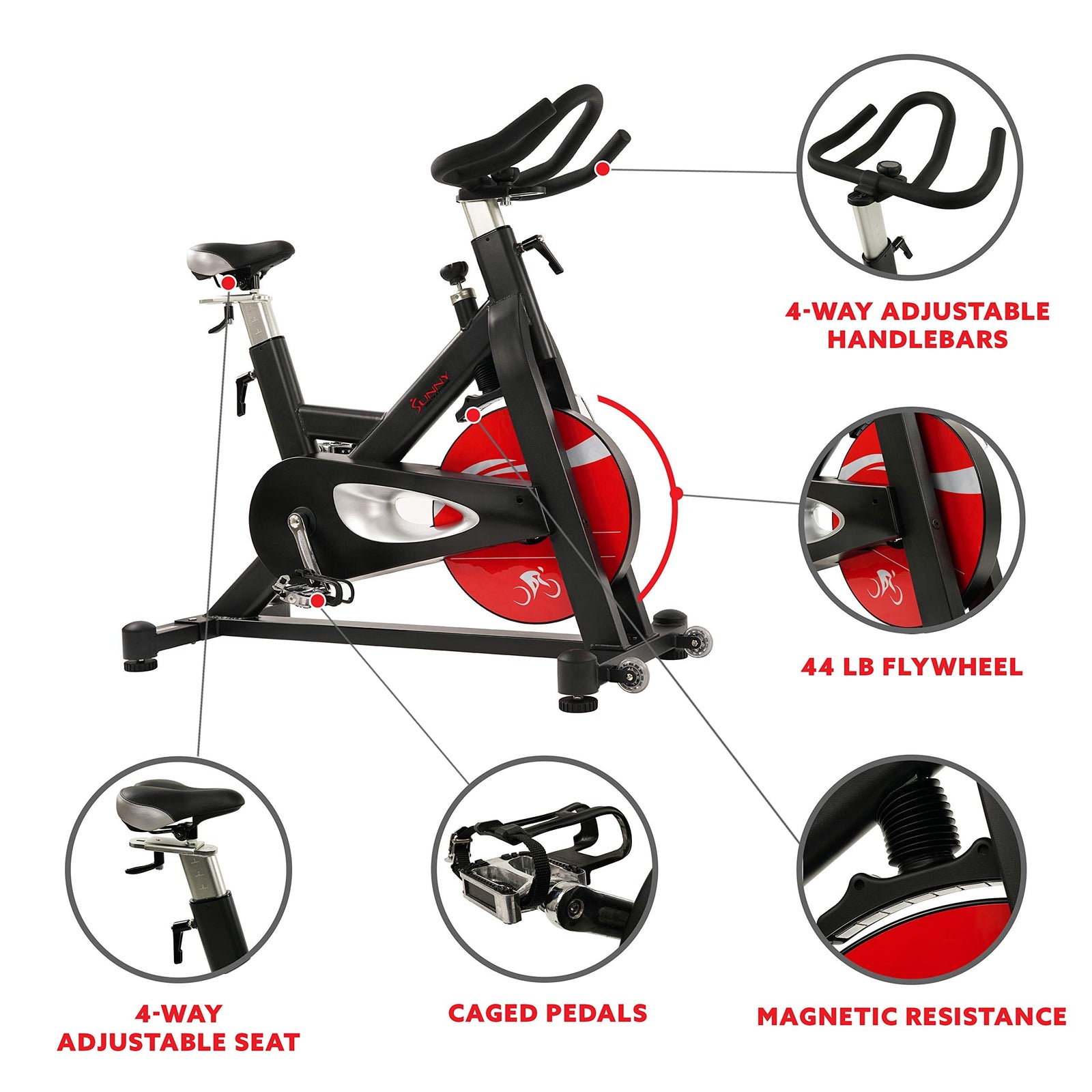 Sunny Health & Fitness Unisex Adult Sf-B1714 Evolution Pro Magnetic Belt Drive Indoor Cycling Bike - Black, One Size