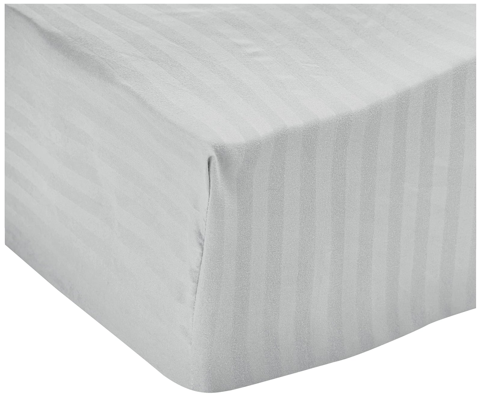 Hotel Linen Klub DEYARCO Soft Comfort Stripe Microfiber Light Grey Fitted Sheet Double 120 X 200 Cm