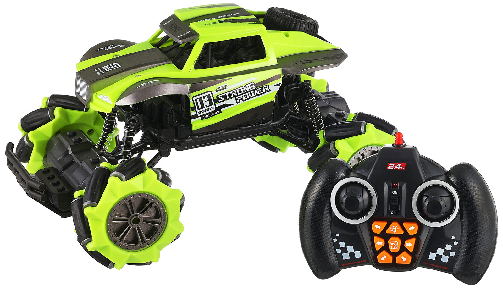 Remote control car - monster racing truck - strong power car - 2.4ghz high speed - stunt climbing car - stunt car for kids and adult outdoor toy , light green