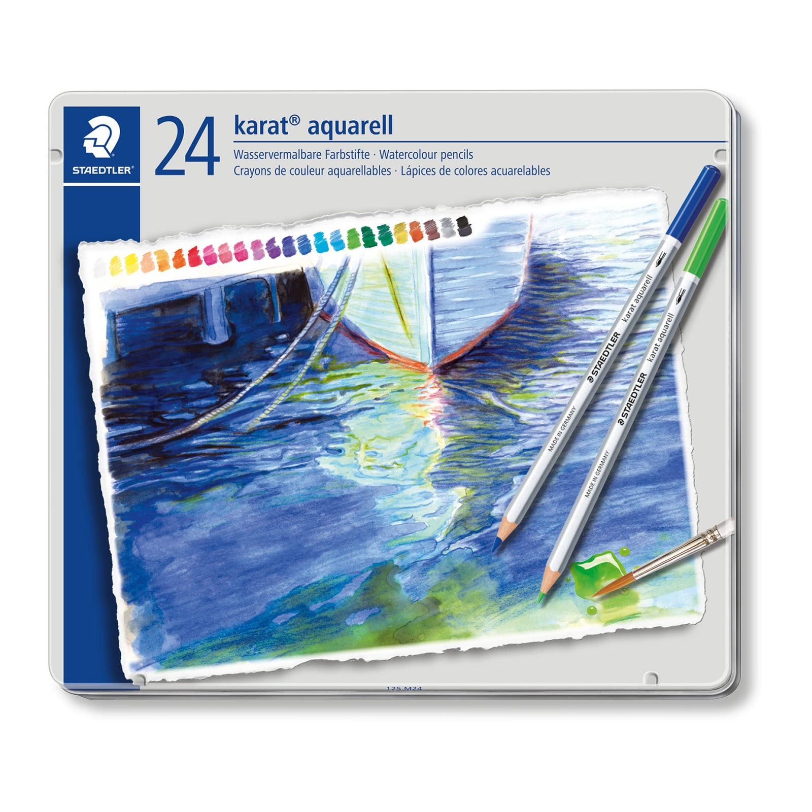 Staedtler Karat 125M24 Aquarell Colored Pencils In Metal Box - Set Of 24