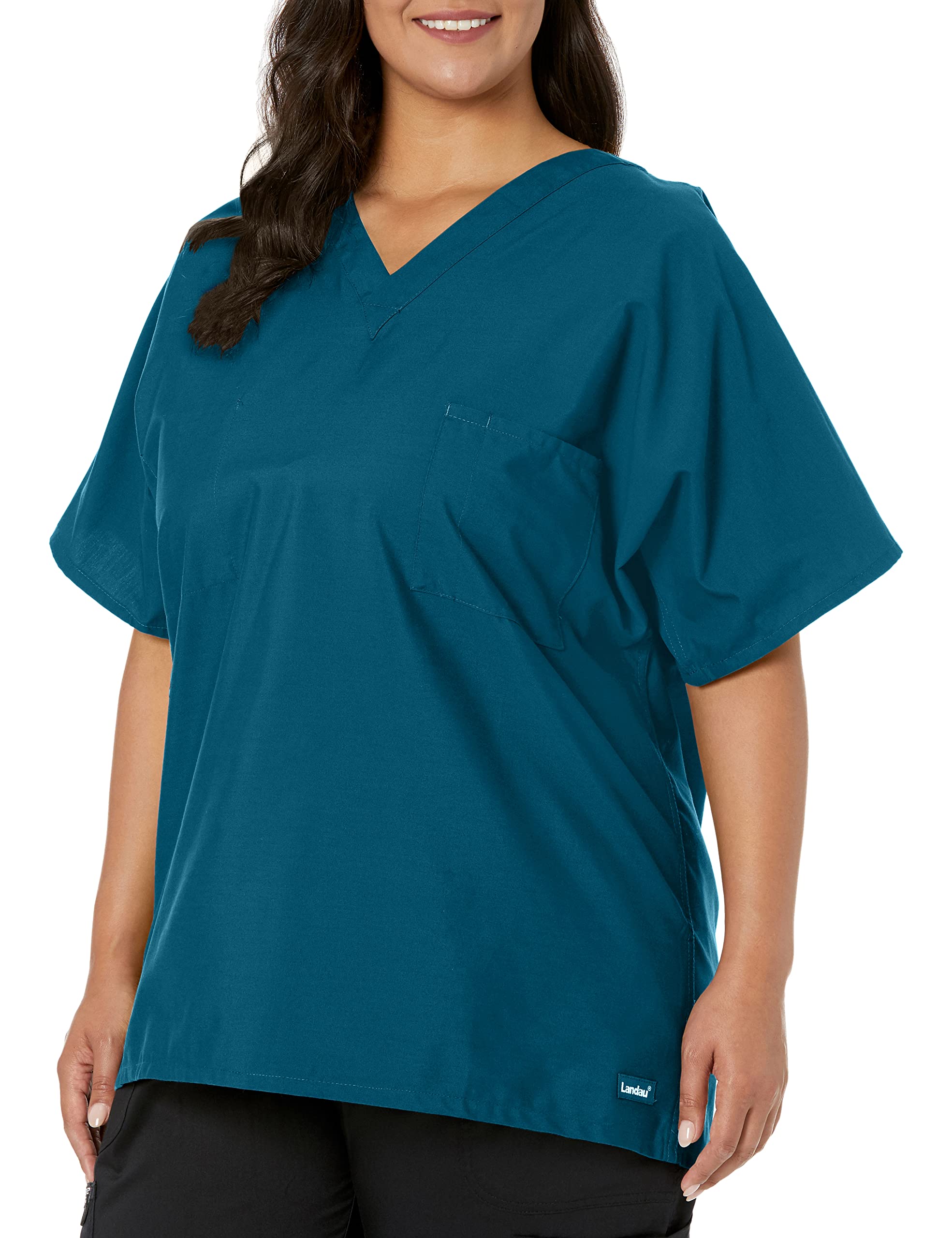 Landau Essentials Unisex Relaxed Fit 1-Pocket V-Neck Scrub Top 7502, S Tall  Landau   