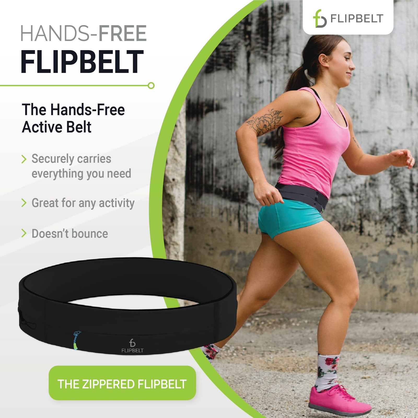 FlipBelt Zipper Running Belt | Fitness and Running Fanny Pack for Women and Men | Non Chafing Waist Band Pack for Phone Keys Money | Moisture Wicking Storage Belt | USA Company  flipbelt   