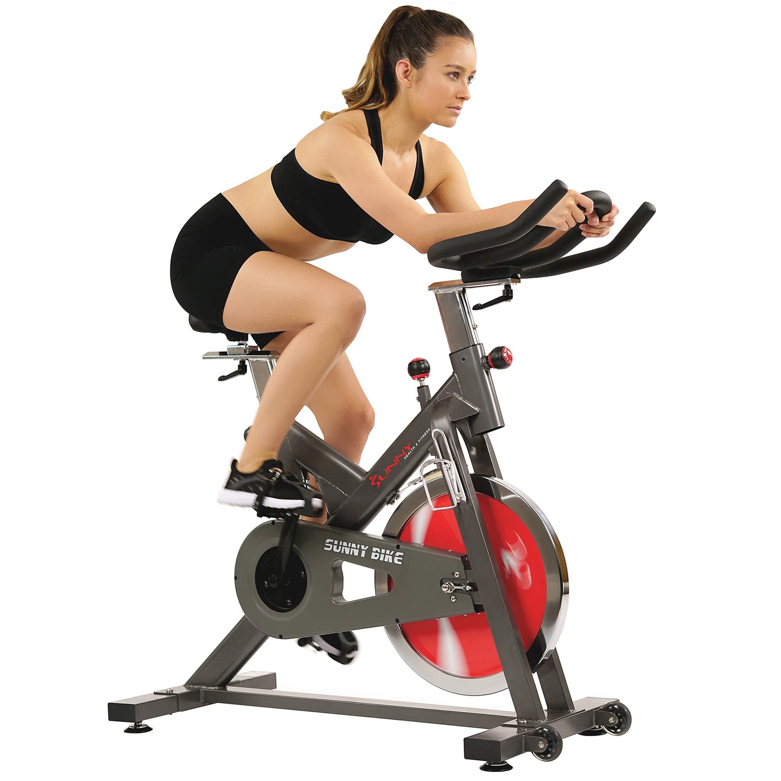 Sunny Health & Fitness Unisex Adult SF-B1712 Belt Drive Indoor Cycling Bike - Black, One Size