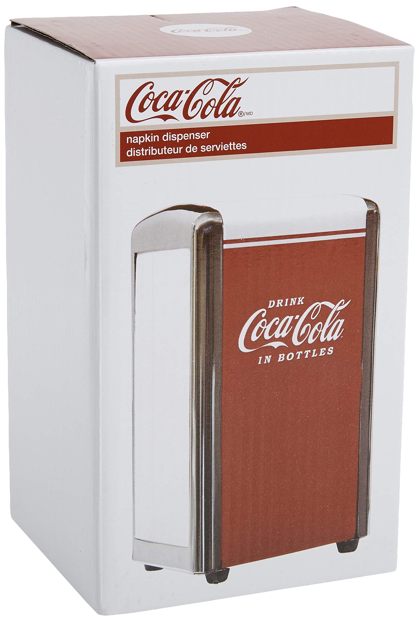 طقم ملح وفلفل Coca-Cola CC339N من TableCraft مع حامل معدني مغطى بالكروم CC342