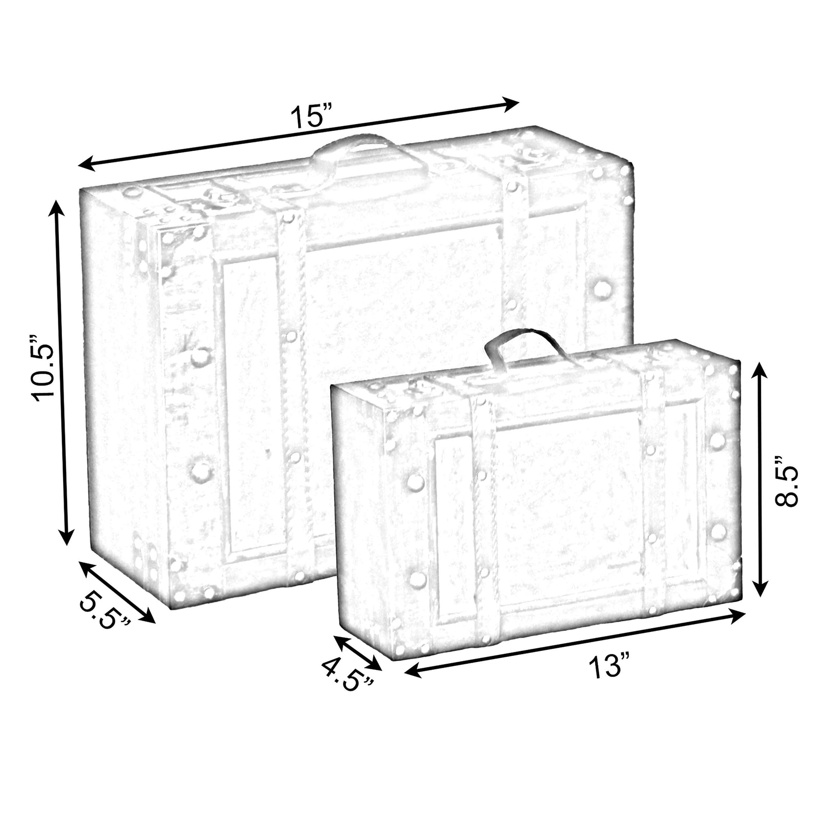 Vintiquewise™ Old Style Suitcase/Decorative Box with Straps, Set of 2
