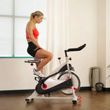 Sunny Health & Fitness Unisex Adult SF-B1509 Belt Drive Premium Indoor Cycling Bike - White,