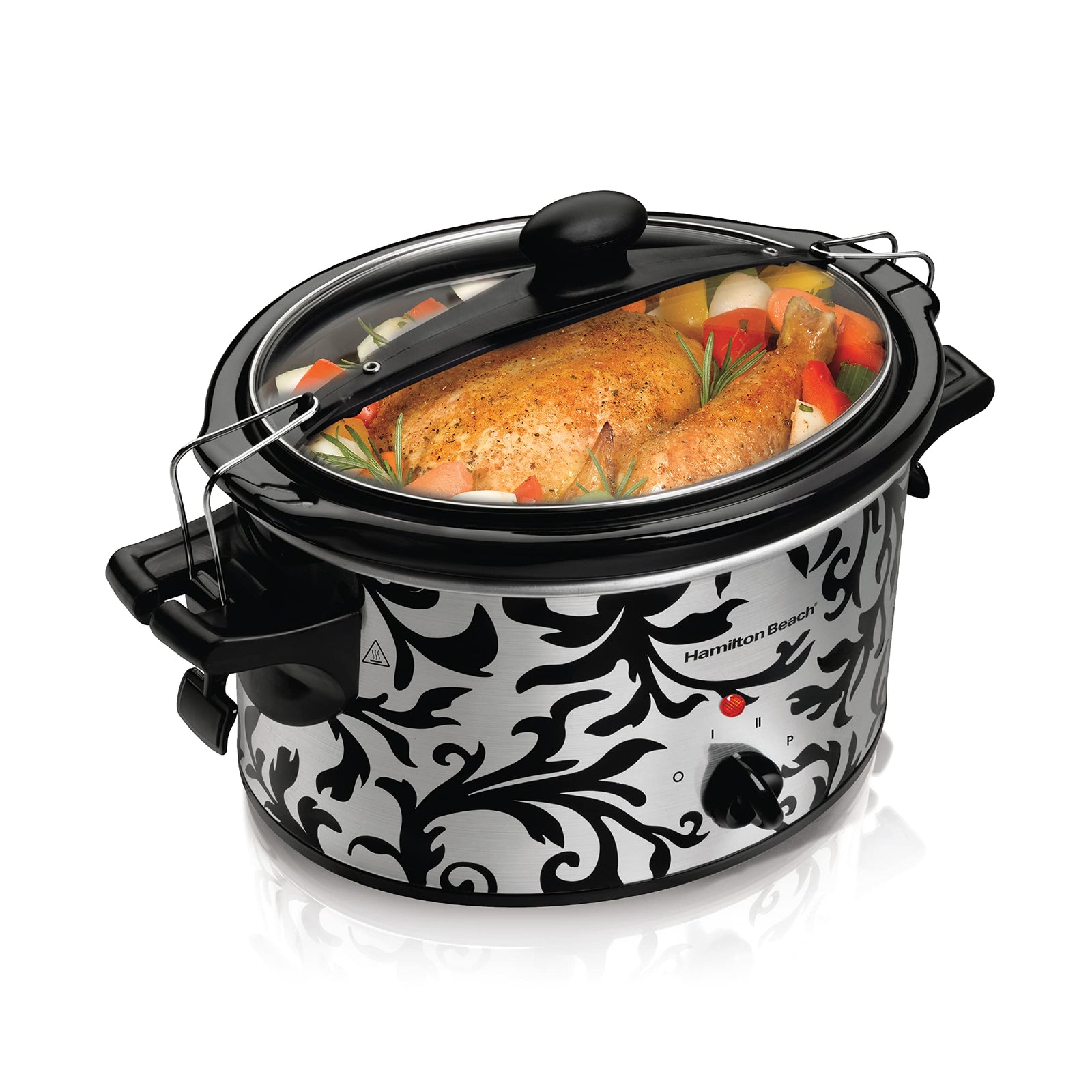 Hamilton Beach Stay Or Go 3.5L Slow Cooker With Auto Cooking Function, Spill Resistant Lid Lock, 195 Watts, Black, 33246A-Sau, 2 Year Limited Warranty