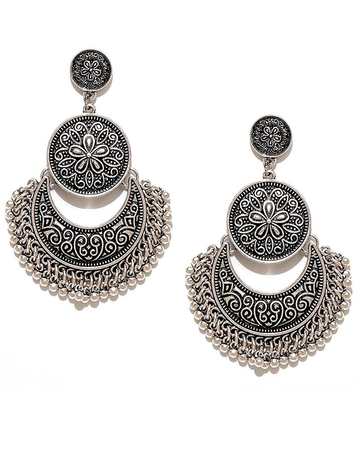 YouBella Jewellery Summer Special Stylish Oxidised Afghani Tribal Fancy Party Wear Earrings for Girls and Women