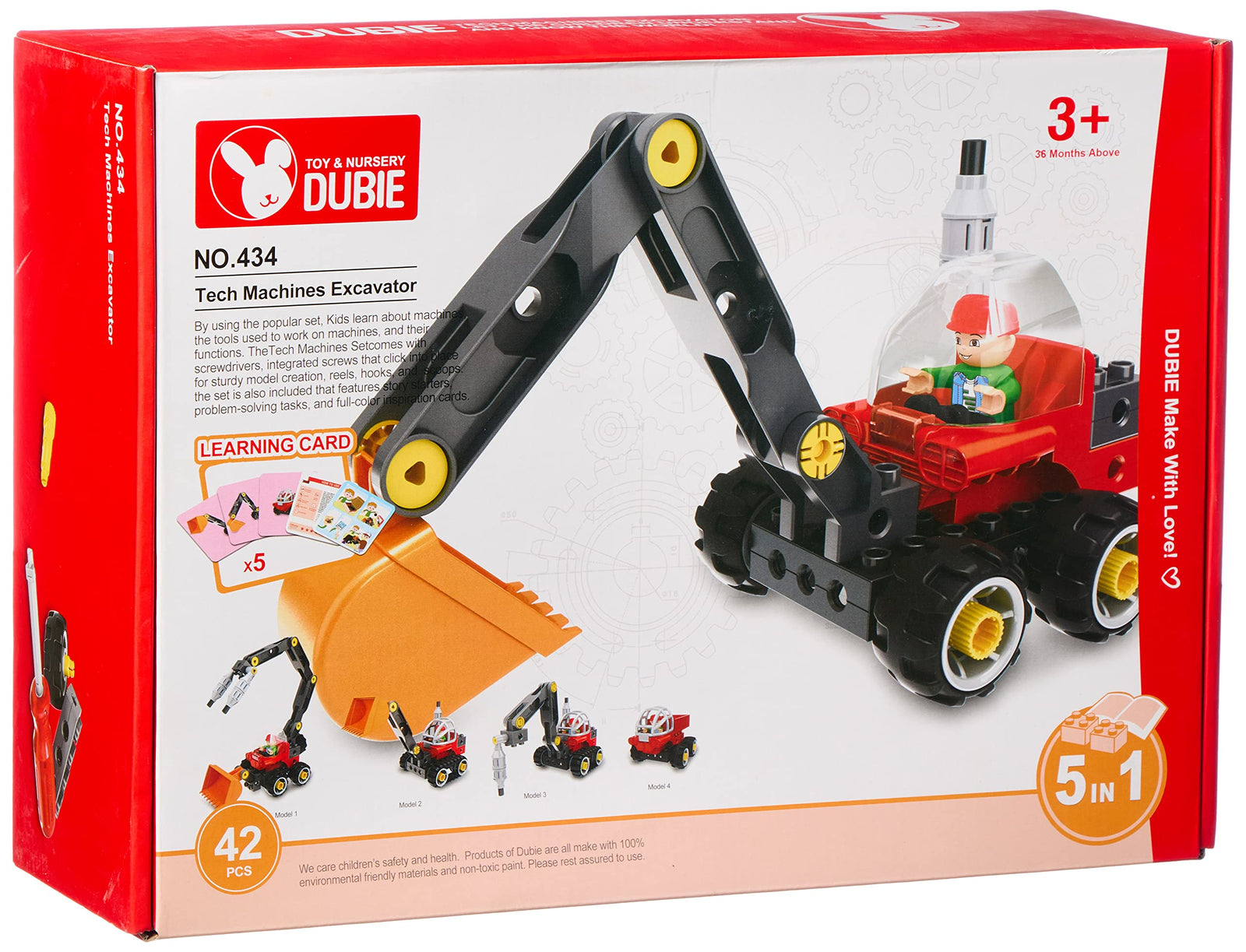 Dubie 434 Excavator Shaped Building Blocks - 42 Pieces