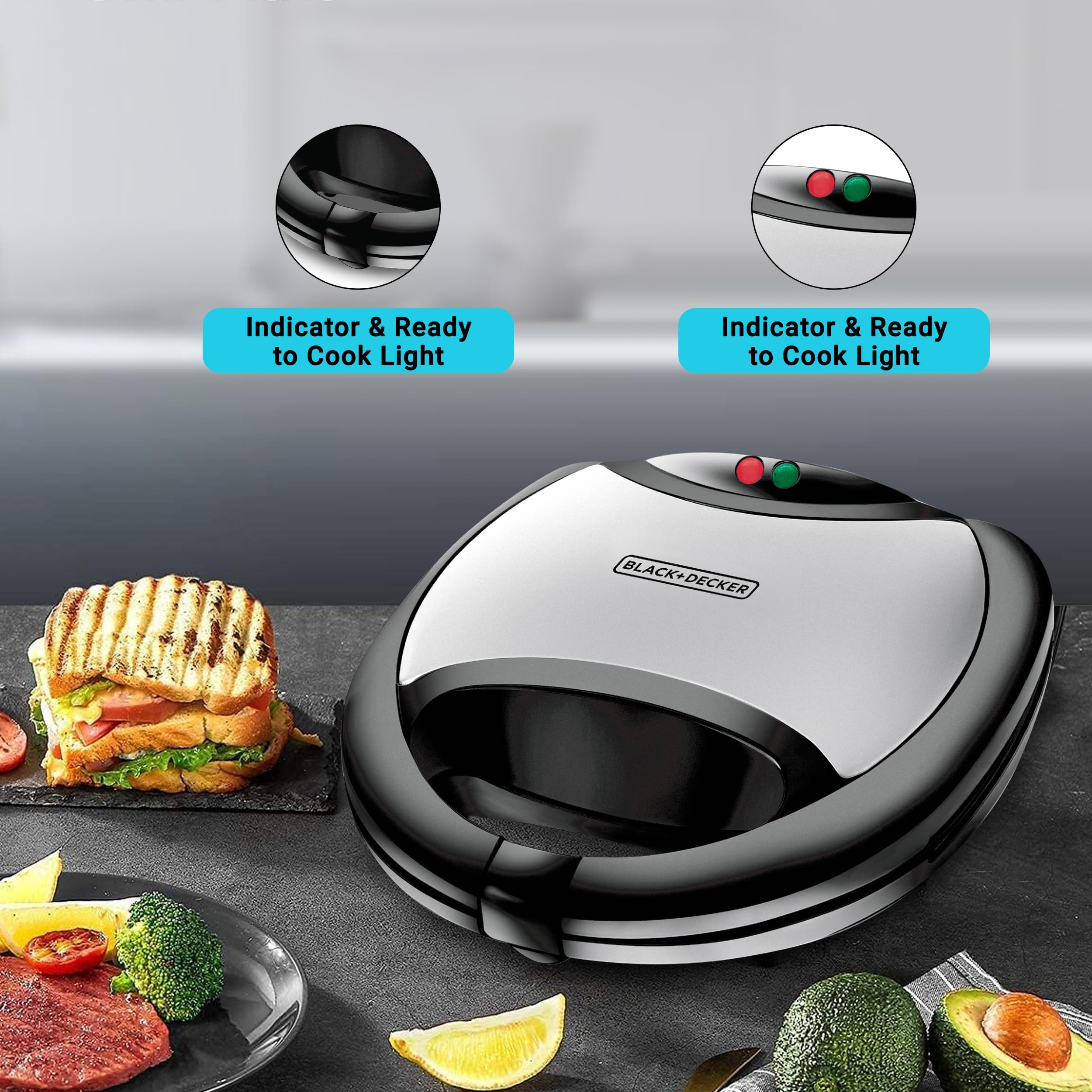 BLACK+DECKER 2-Slot Sandwich Maker with Grill - Black TS2080-B5