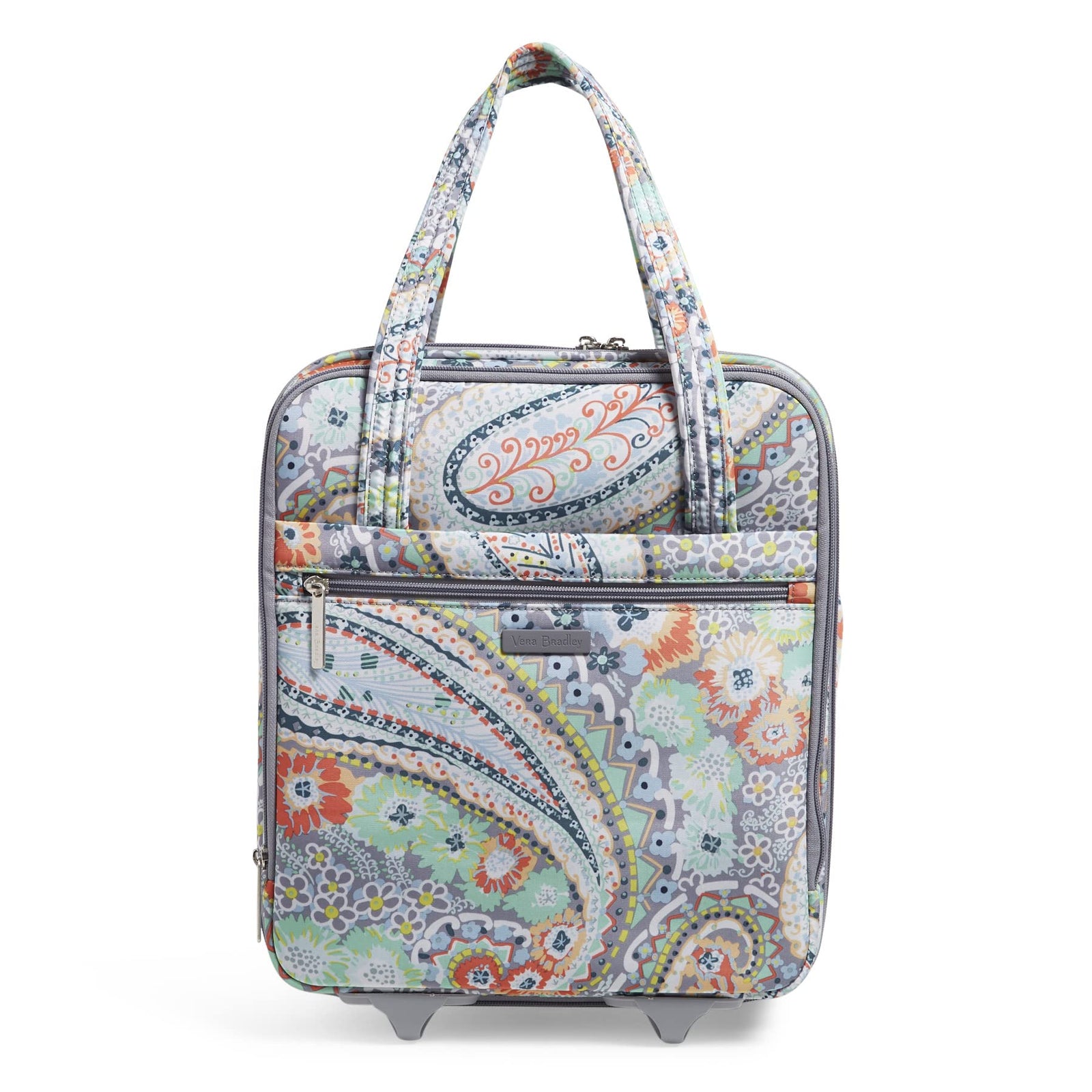 Vera Bradley Women's Softside Underseat Rolling Work Bag, Citrus Paisley, One Size, Citrus Paisley, One size