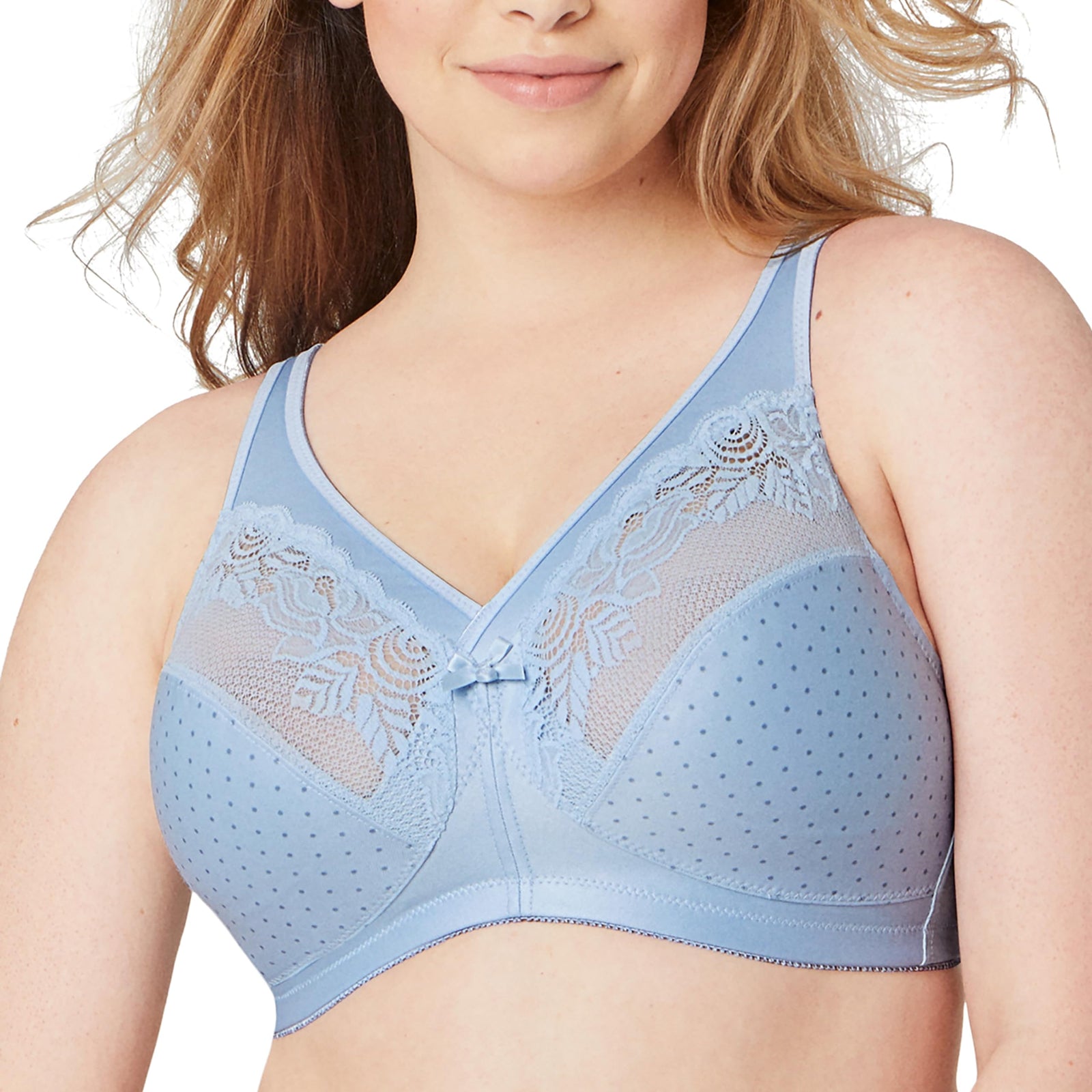 Glamorise Women's Full Figure Wirefree Minimizer Support Bra #1003 Color: Light Blue