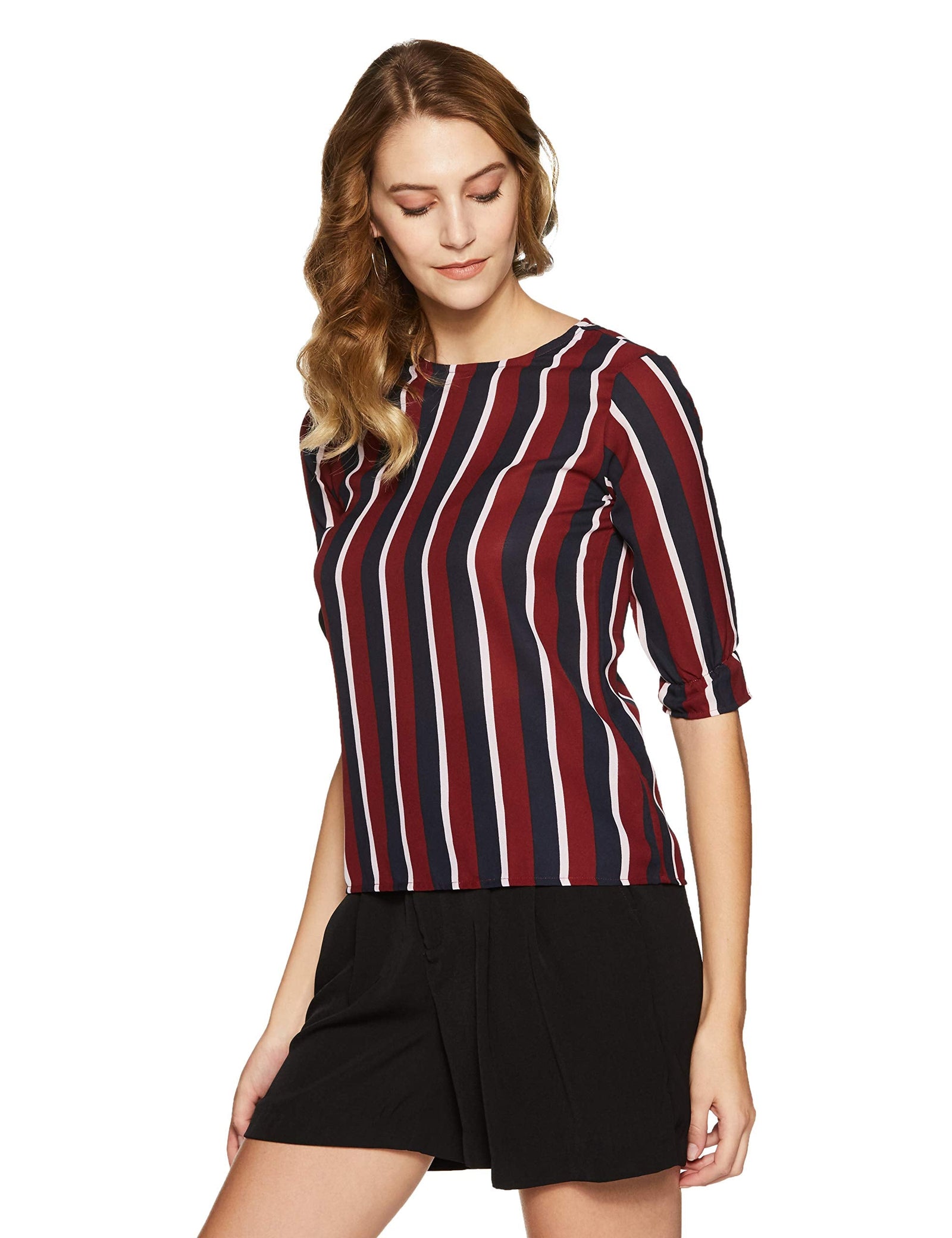 Krave Women Wide Striped Regular Top (Aw18Krave1131)