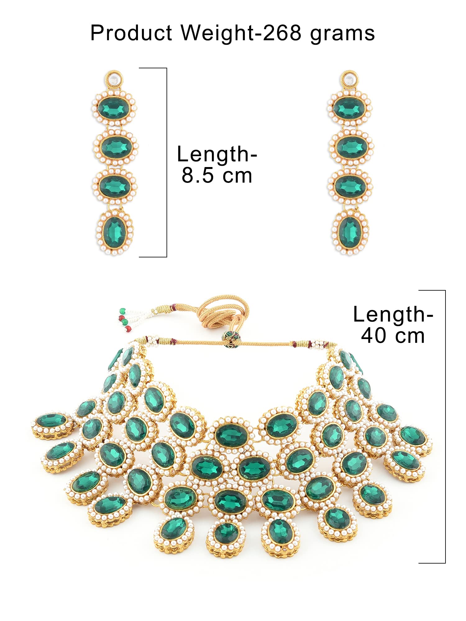 ZAVERI PEARLS Bridal Jewellery Set For Women (Green)(Zpfk8645)