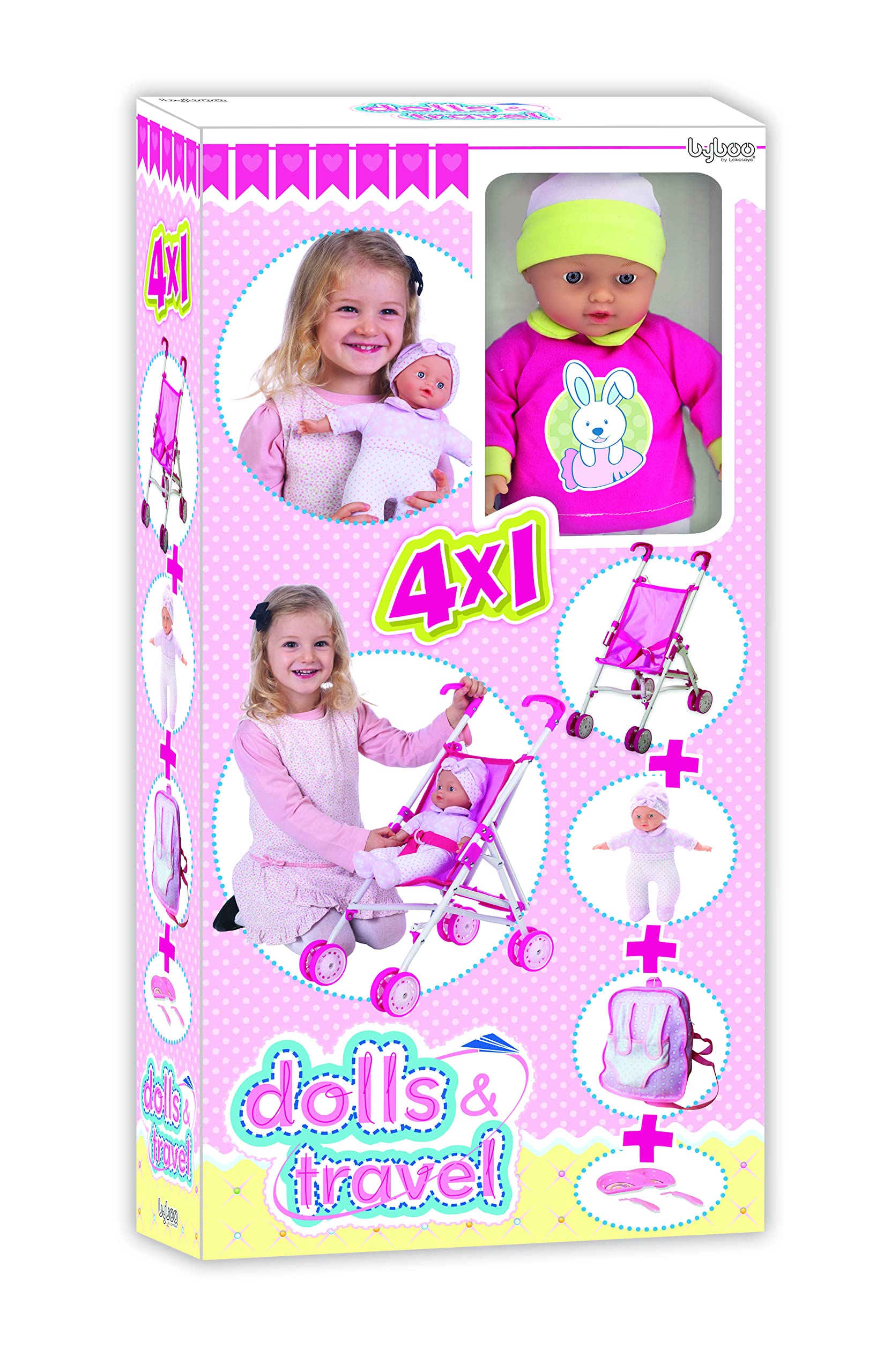 Dolls&travel: 4in1 set with metal umbrella stroller