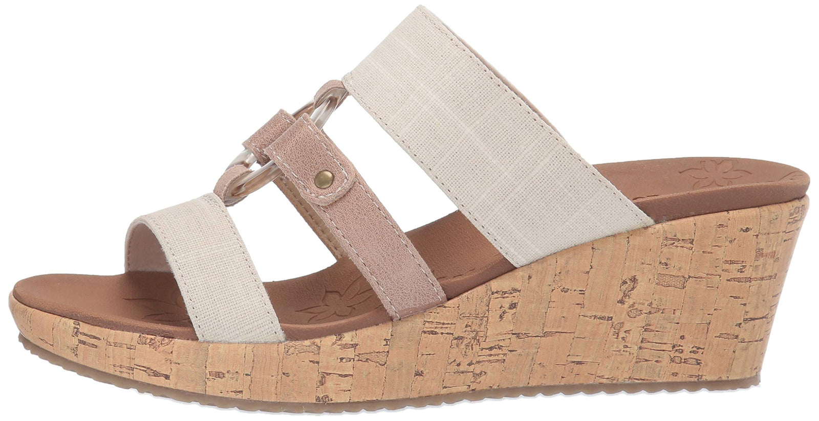 Skechers BEVERLEE - Multi-Strap O-Ring Slide Women's Wedge Sandal - Natural