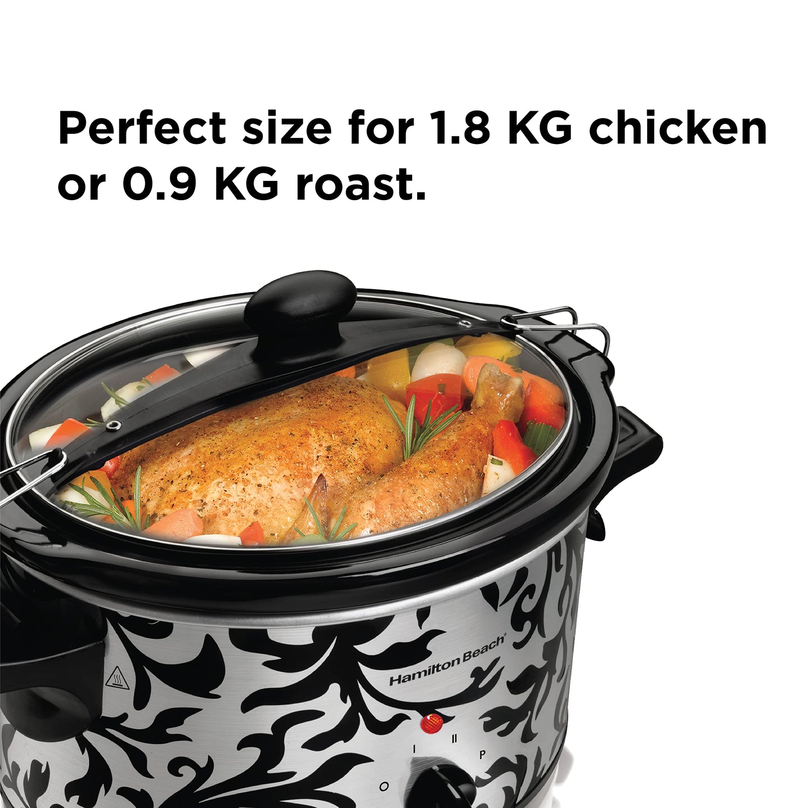 Hamilton Beach Stay Or Go 3.5L Slow Cooker With Auto Cooking Function, Spill Resistant Lid Lock, 195 Watts, Black, 33246A-Sau, 2 Year Limited Warranty