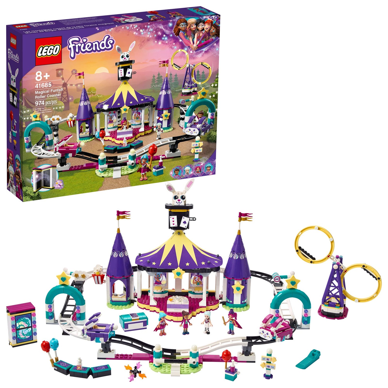 LEGO Friends Magical Funfair Roller Coaster 41685 Building Kit; Pretend Playset for Kids Who Love Theme Park Toys; New 2021 (974 Pieces)