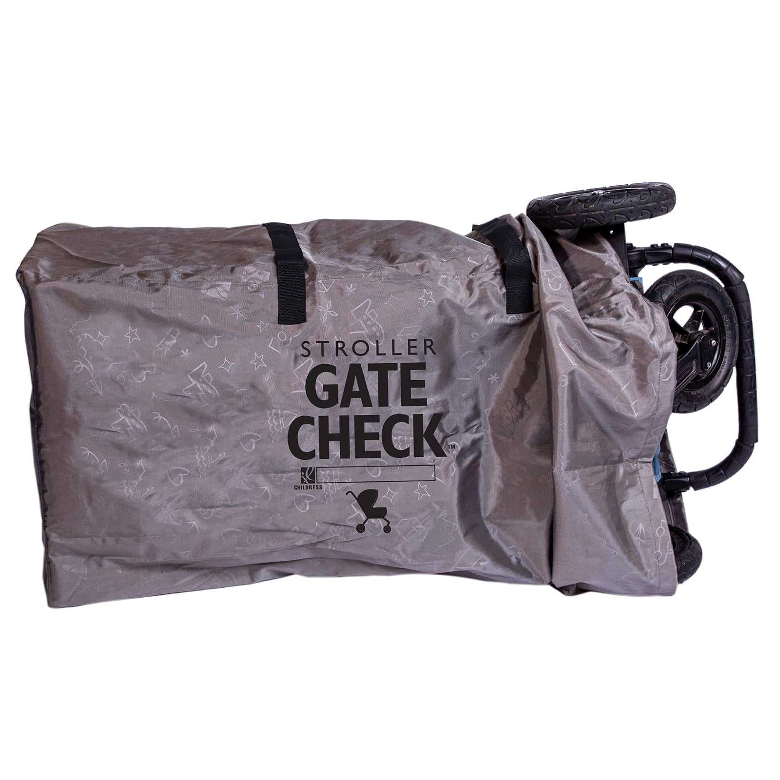 J.L. Childress Deluxe Gate Check Bag For Single & Double Strollers - Premium Heavy-Duty Durable Air Travel Bag, Adjustable Shoulder Straps Fits Most Strollers, Grey