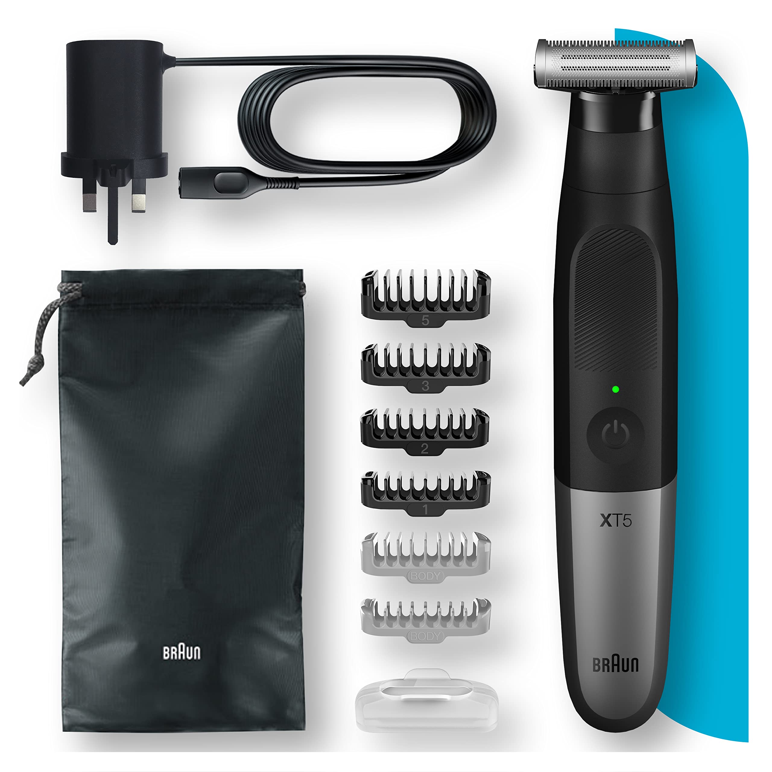 Braun Series X Xt5200 Wet & Dry All-In-One Tool Electric Razor & Beard Trimmer With 5 Attachments, Black/Silver