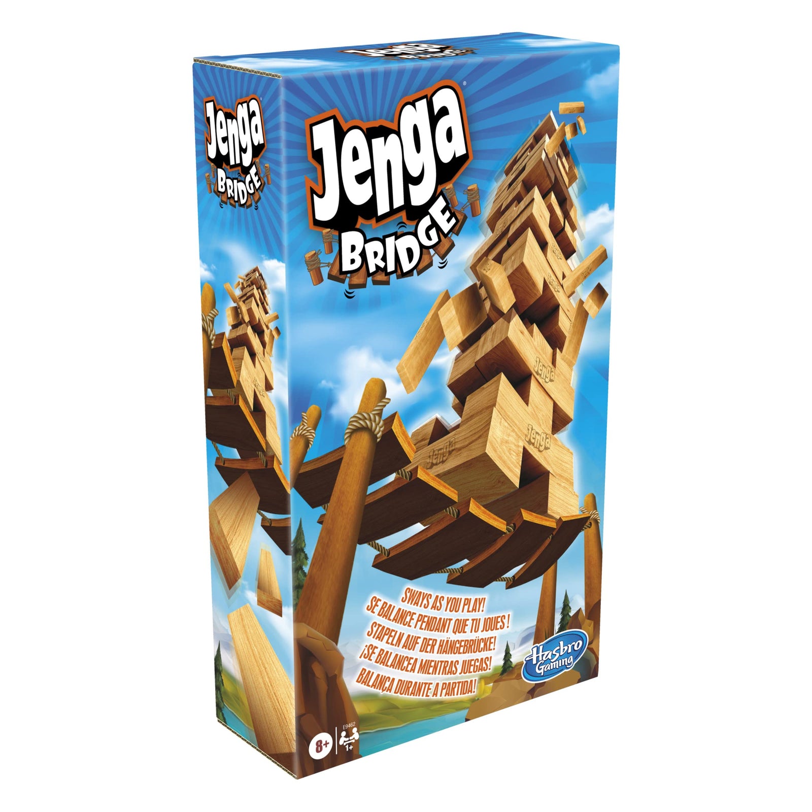 Jenga Bridge Wooden Block Stacking Tumbling Tower Game for Kids Ages 8 and Up, 1 or More Players