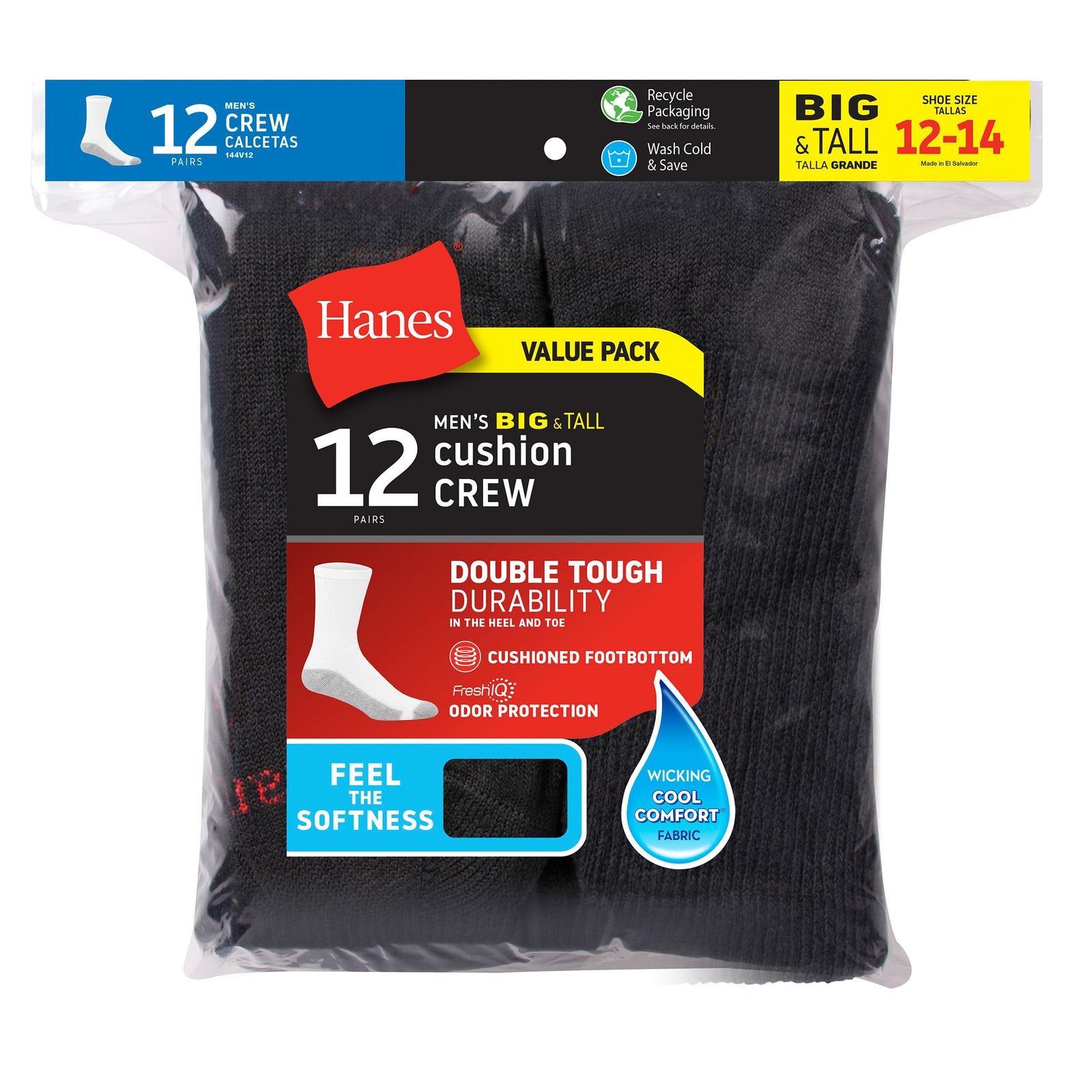 Hanes mens Double Crew Socks 12-pair Pack, Available in Big & Tall  Hanes   