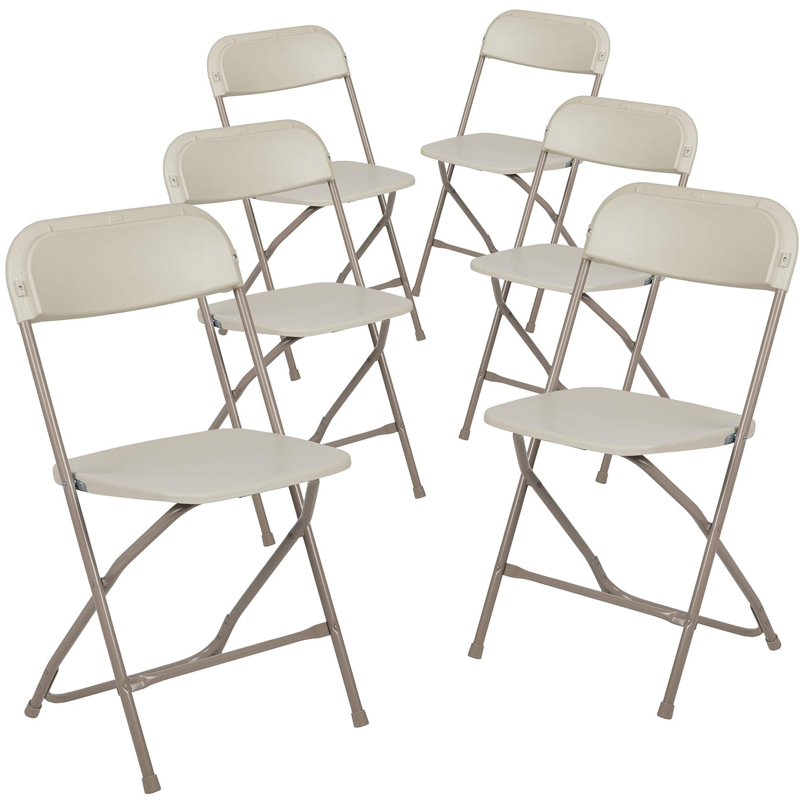 Flash Furniture Hercules™ Series Plastic Folding Chair - Beige - 6 Pack 650LB Weight Capacity Comfortable Event Chair-Lightweight Folding Chair