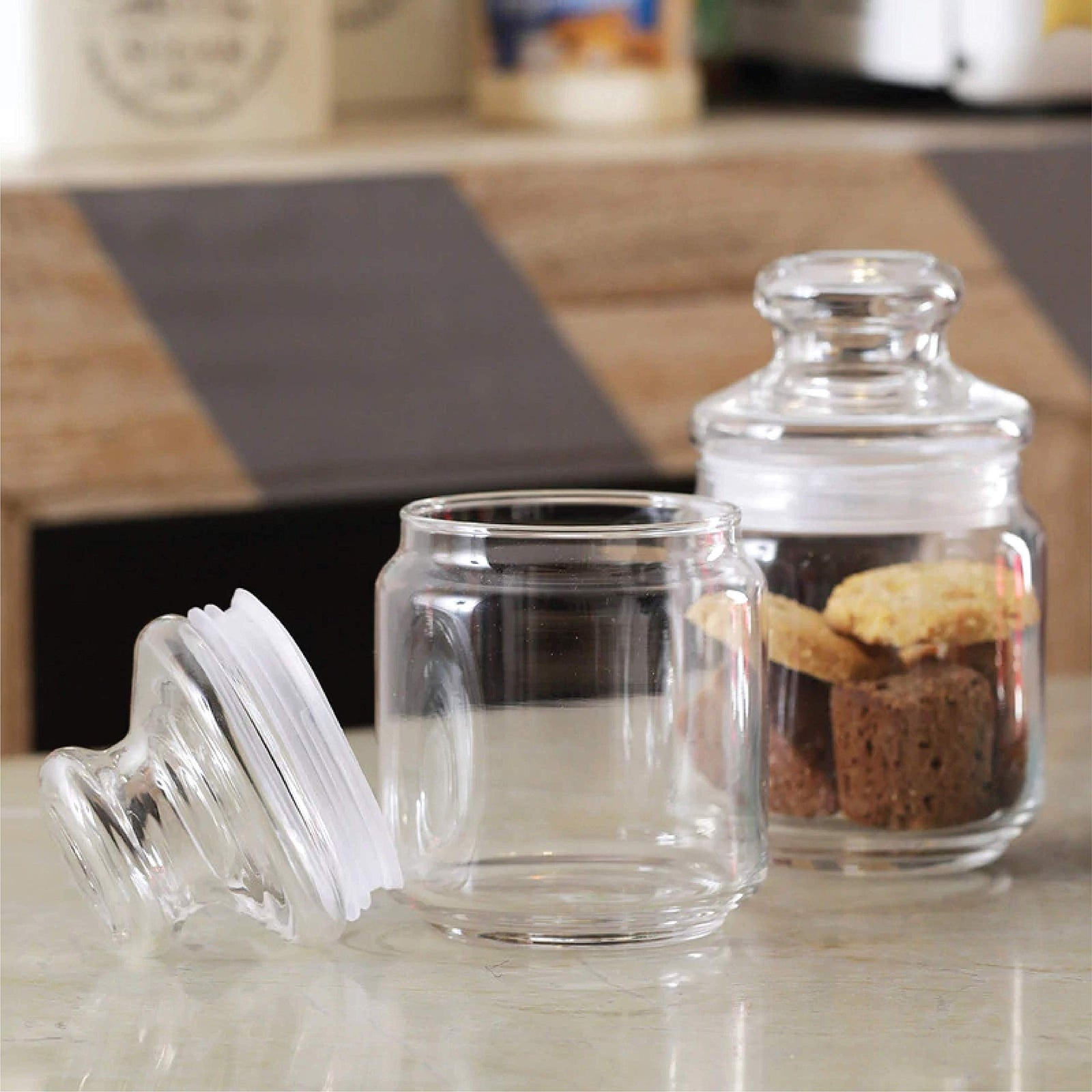 Ocean Pop Jar With Glass Lid, Set Of 2, Clear, 500 Ml, B0251702, Food Storage Container, Canister, Airtight Pantry Storage, Canning Jar