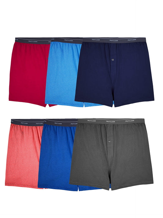 Fruit of the Loom Men's Tag-Free Boxer Shorts (Knit & Woven), One size