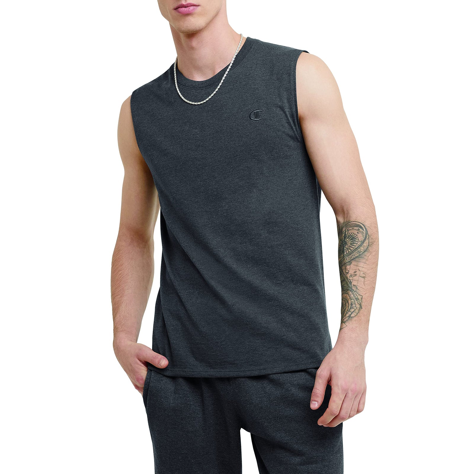 Champion Mens Classic Jersey Muscle T-shirt Shirt (pack of 1) Color: Granite Heather SIZE S