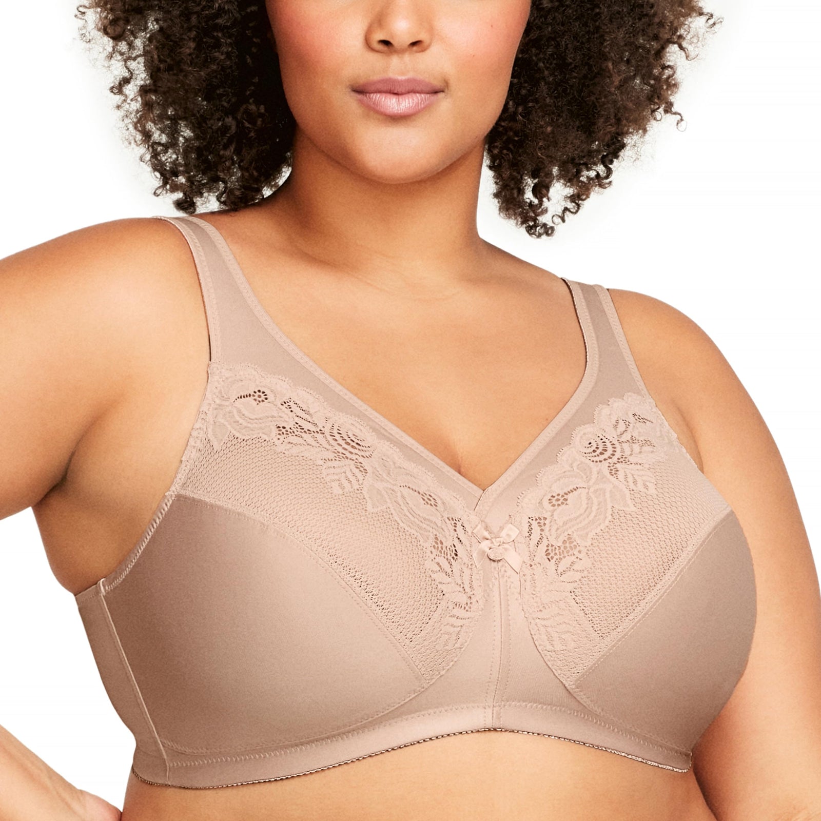 Glamorise Women's Full Figure Wirefree Minimizer Support Bra #1003 Size: 110D Color: Beige