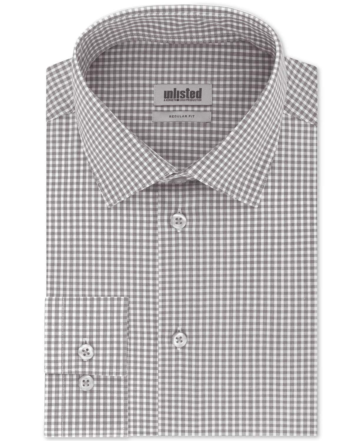 Unlisted by Kenneth Cole Men's Dress Shirt Regular Fit Checks and Stripes (Patterned)