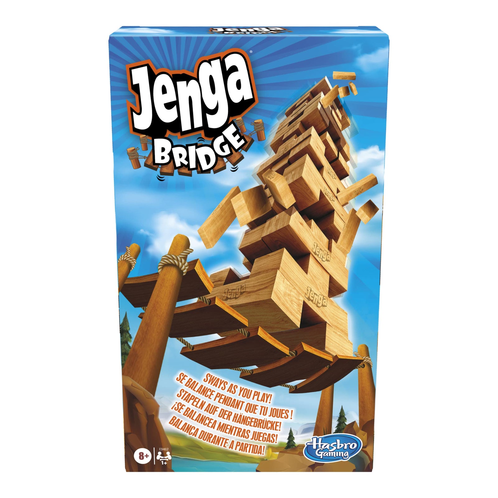 Jenga Bridge Wooden Block Stacking Tumbling Tower Game for Kids Ages 8 and Up, 1 or More Players