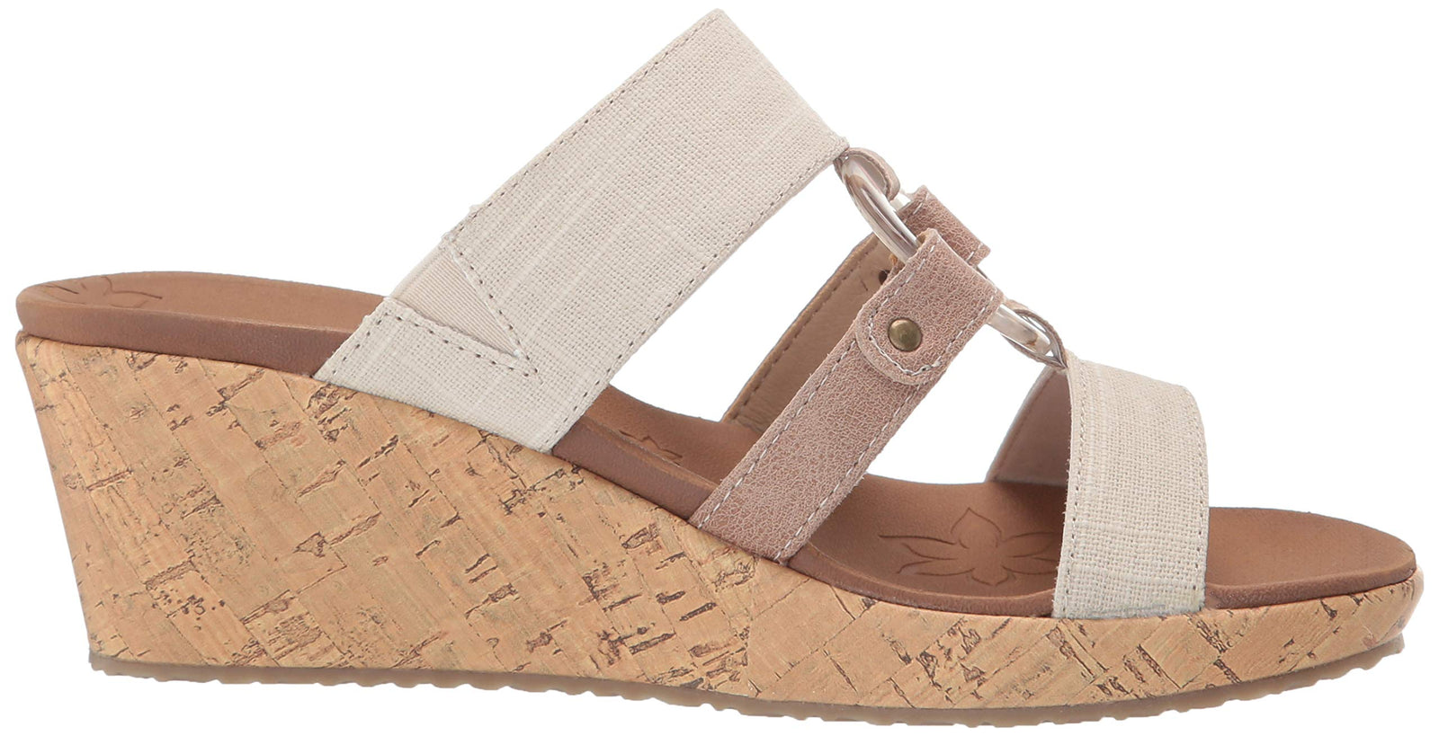 Skechers BEVERLEE - Multi-Strap O-Ring Slide Women's Wedge Sandal - Natural