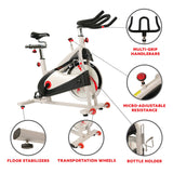 Sunny Health & Fitness Unisex Adult SF-B1509 Belt Drive Premium Indoor Cycling Bike - White,