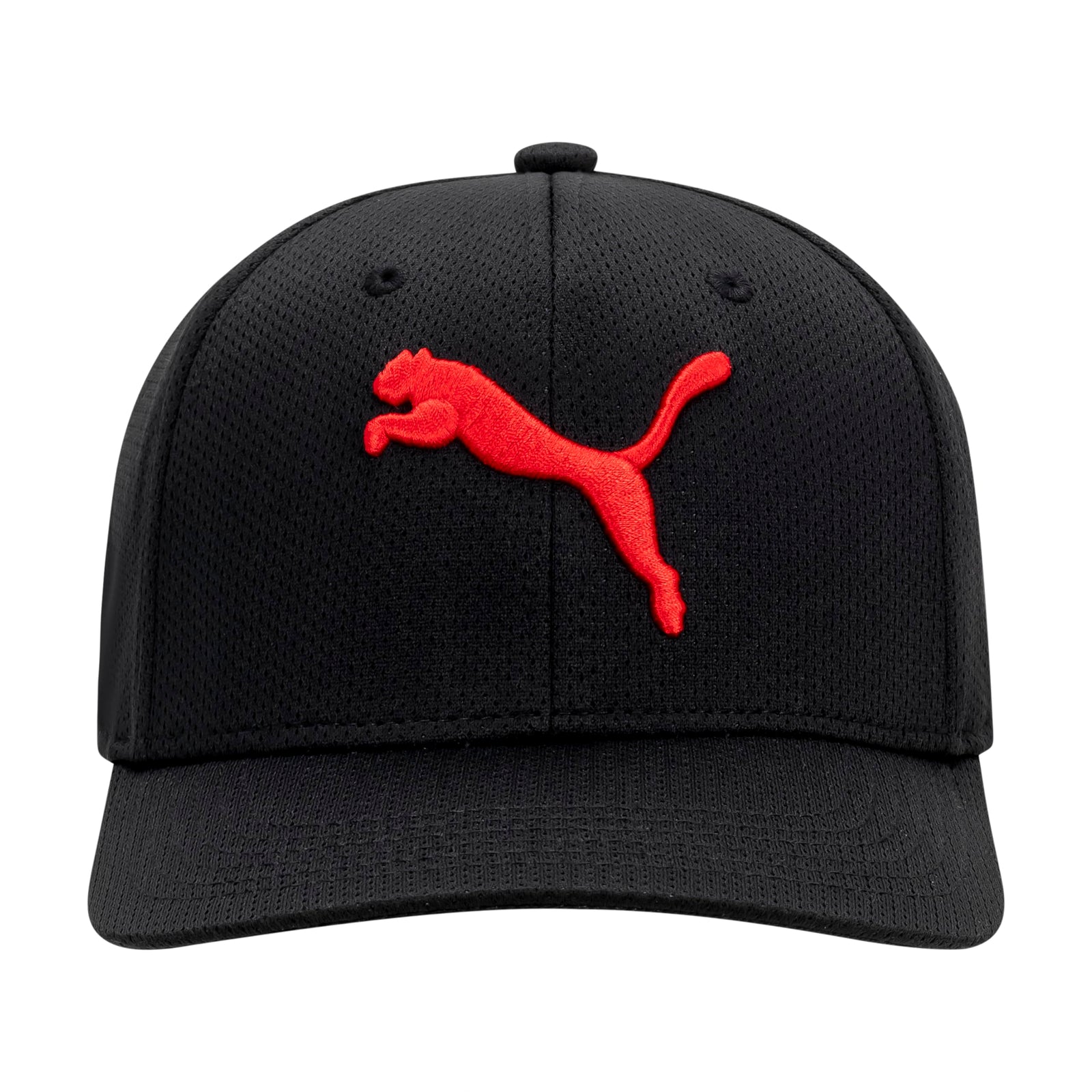 PUMA Stretch Fit Cap Baseball. Black/Big Red.S-M