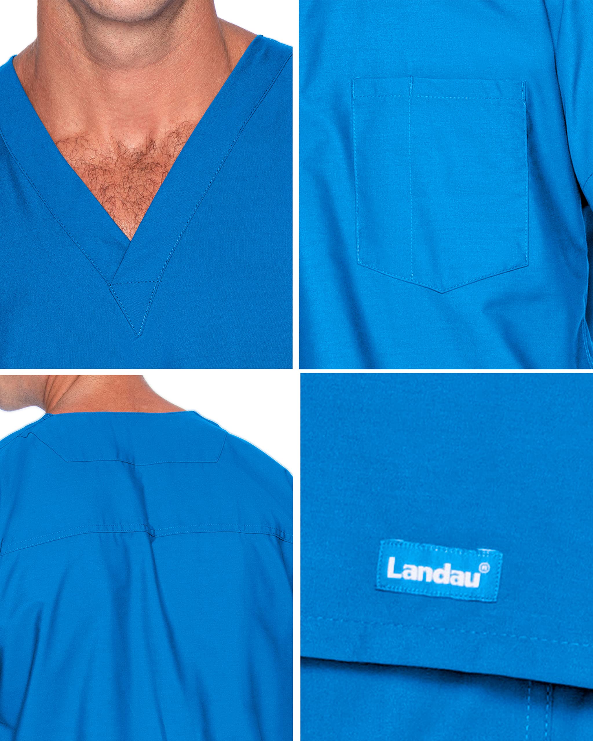 Landau Essentials Unisex Relaxed Fit 1-Pocket V-Neck Scrub Top 7502, S Tall  Landau   