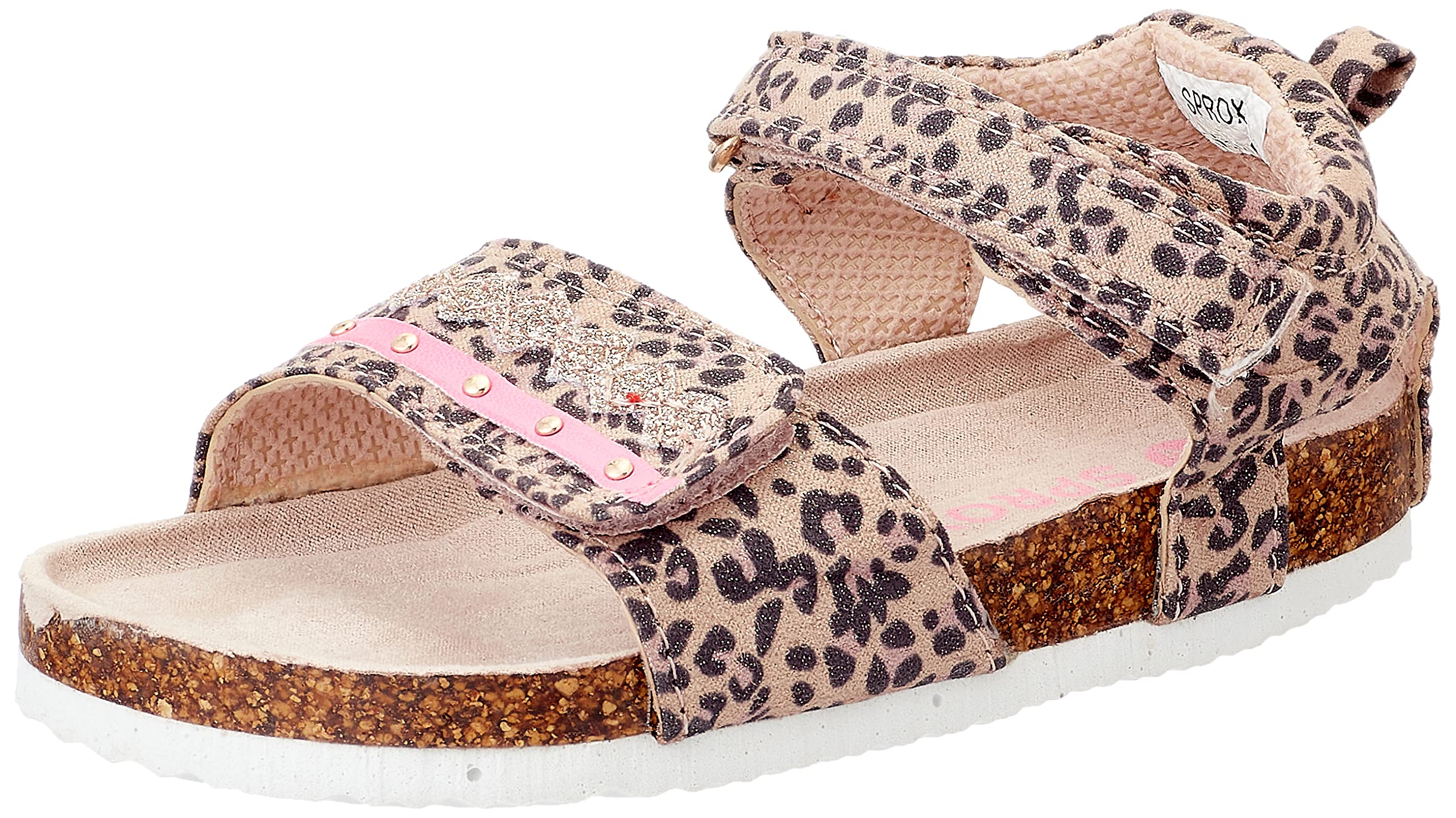 Sprox Leopard-Pattern Velcro-Strap Flat Sandals for Girls