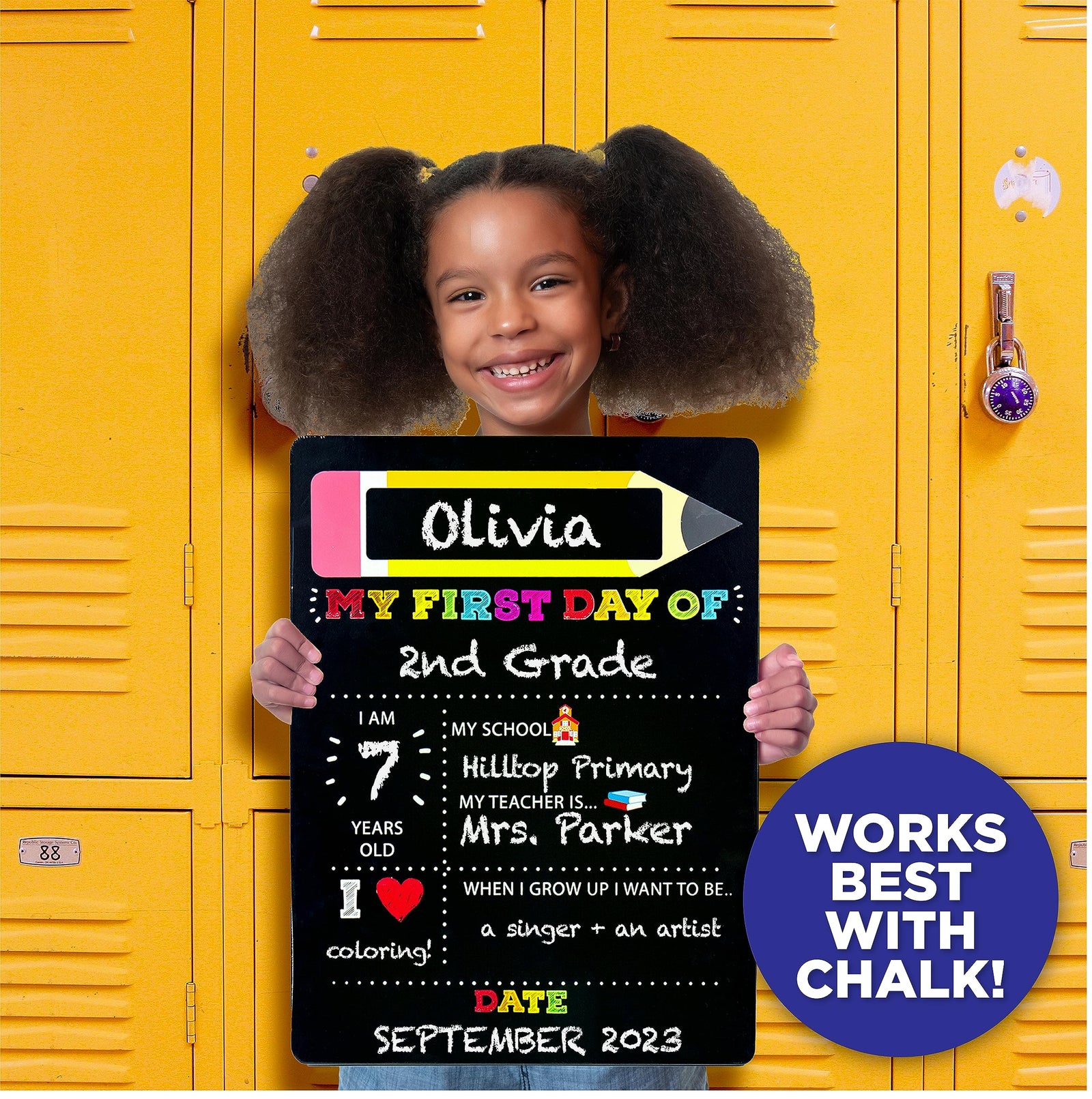 Horizon Group USA My First & Last Day of School Wooden Chalk Board, 12 X 16 Photo Prop Reusable Easy to Clean Chalkboard Sign. Back Essential