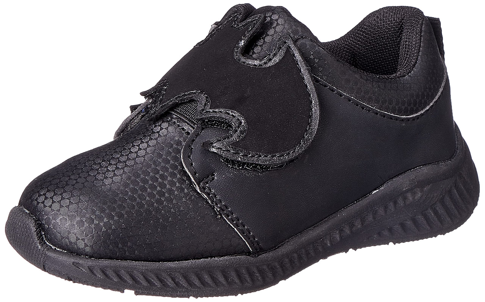 Leomil Leather Batman Stitched Detail Velcro Closure School Shoes with Pull Tab for Boys