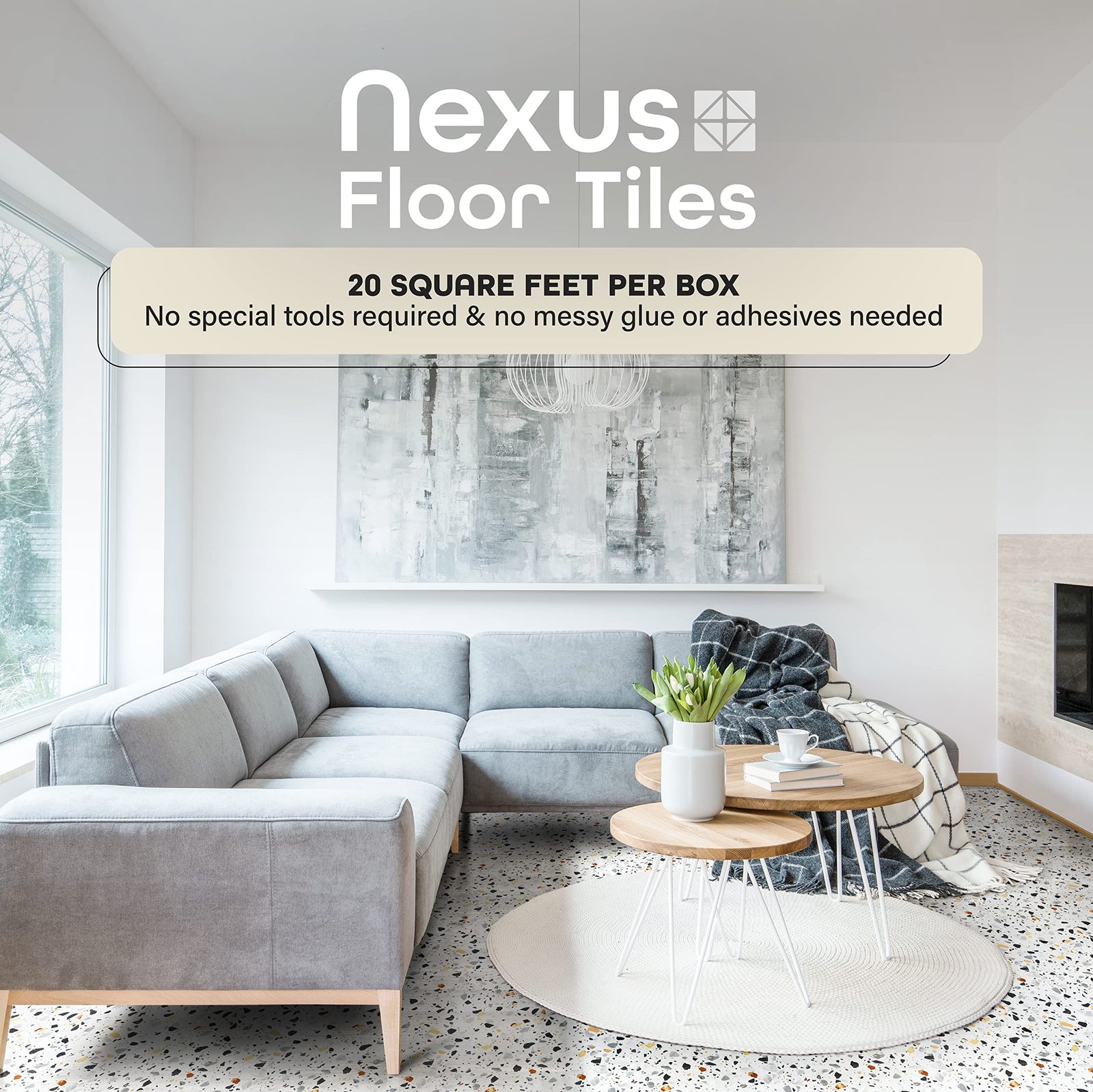 Nexus Self Adhesive 12-Inch Vinyl Floor Tiles, 20 Tiles - 12