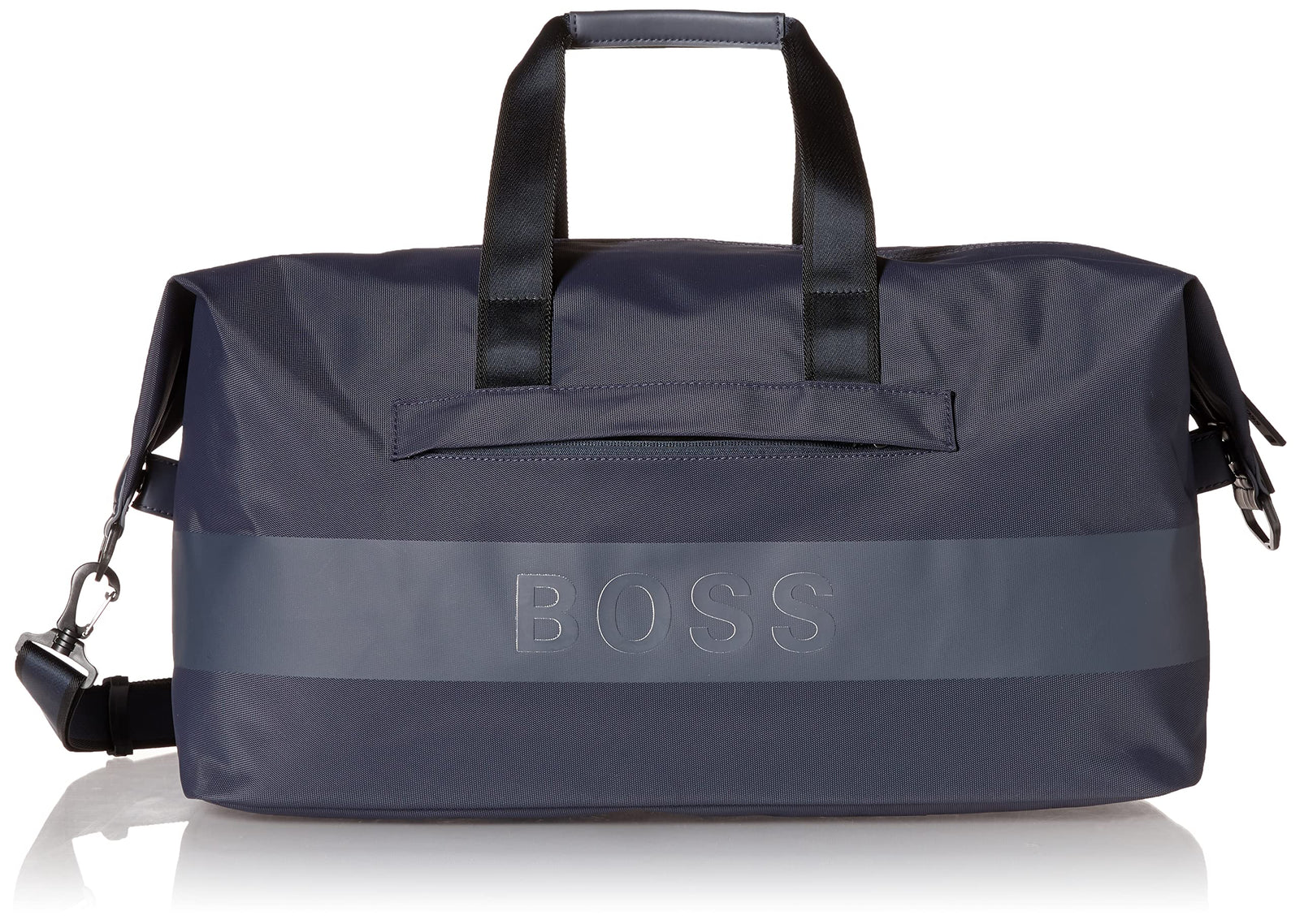 HUGO Men's Structured Nylon Big Logo Mini Duffle Bag, Rich Navy, One Size, Rich Navy, One size