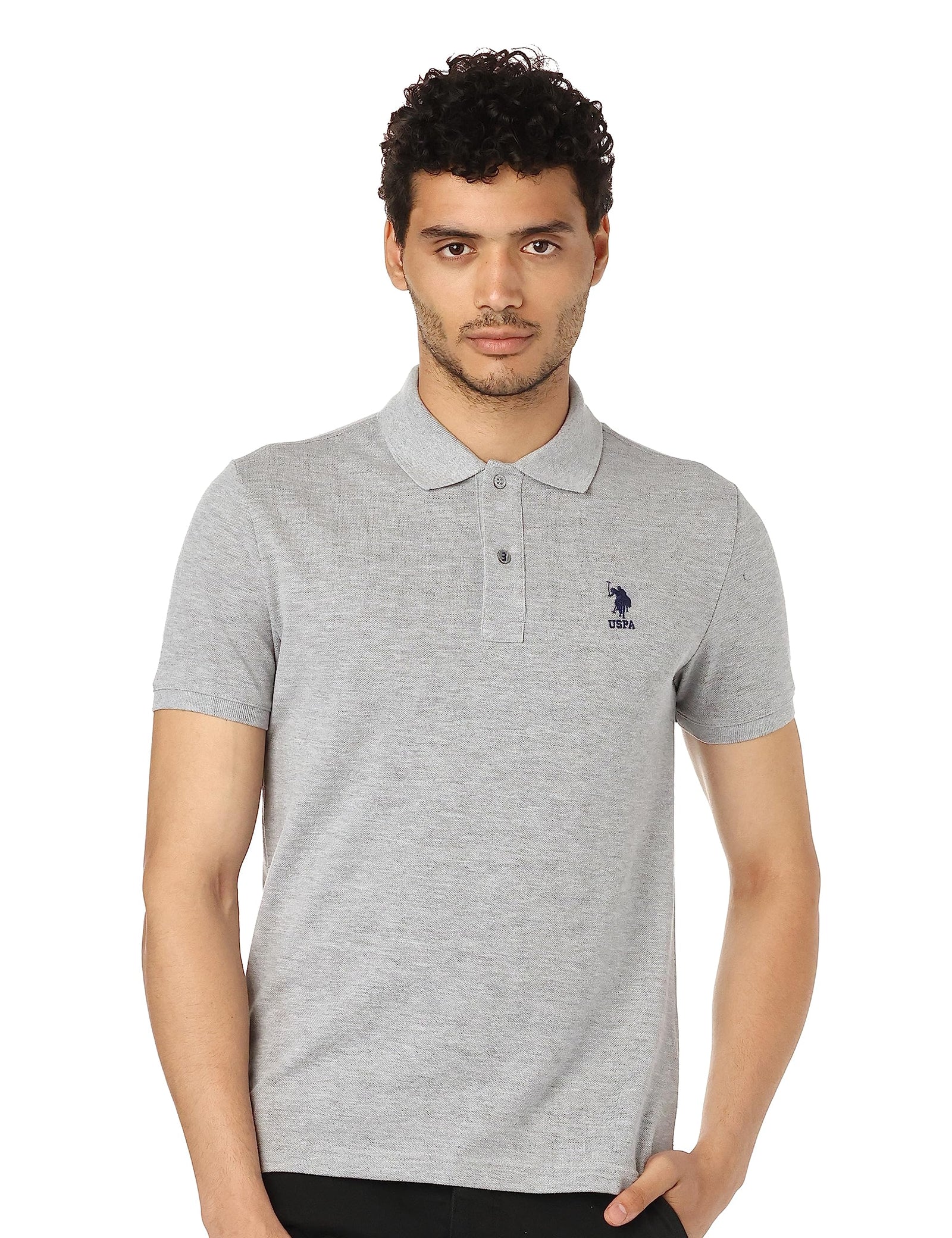 U.S. Polo Basic Polo Shirt For Men, Grey -Xs