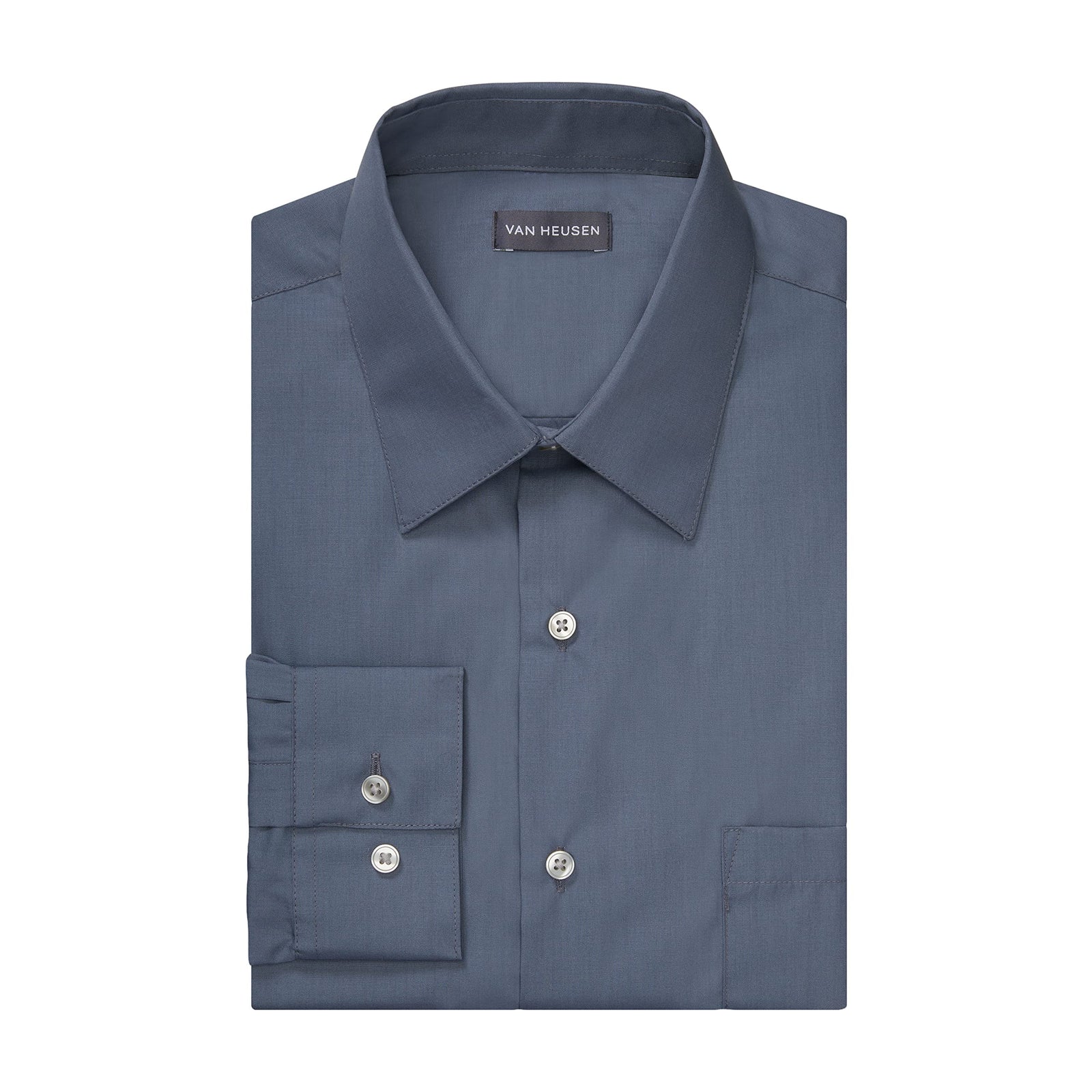 Van Heusen Men's Poplin Regular Fit Solid Point Collar Shirt