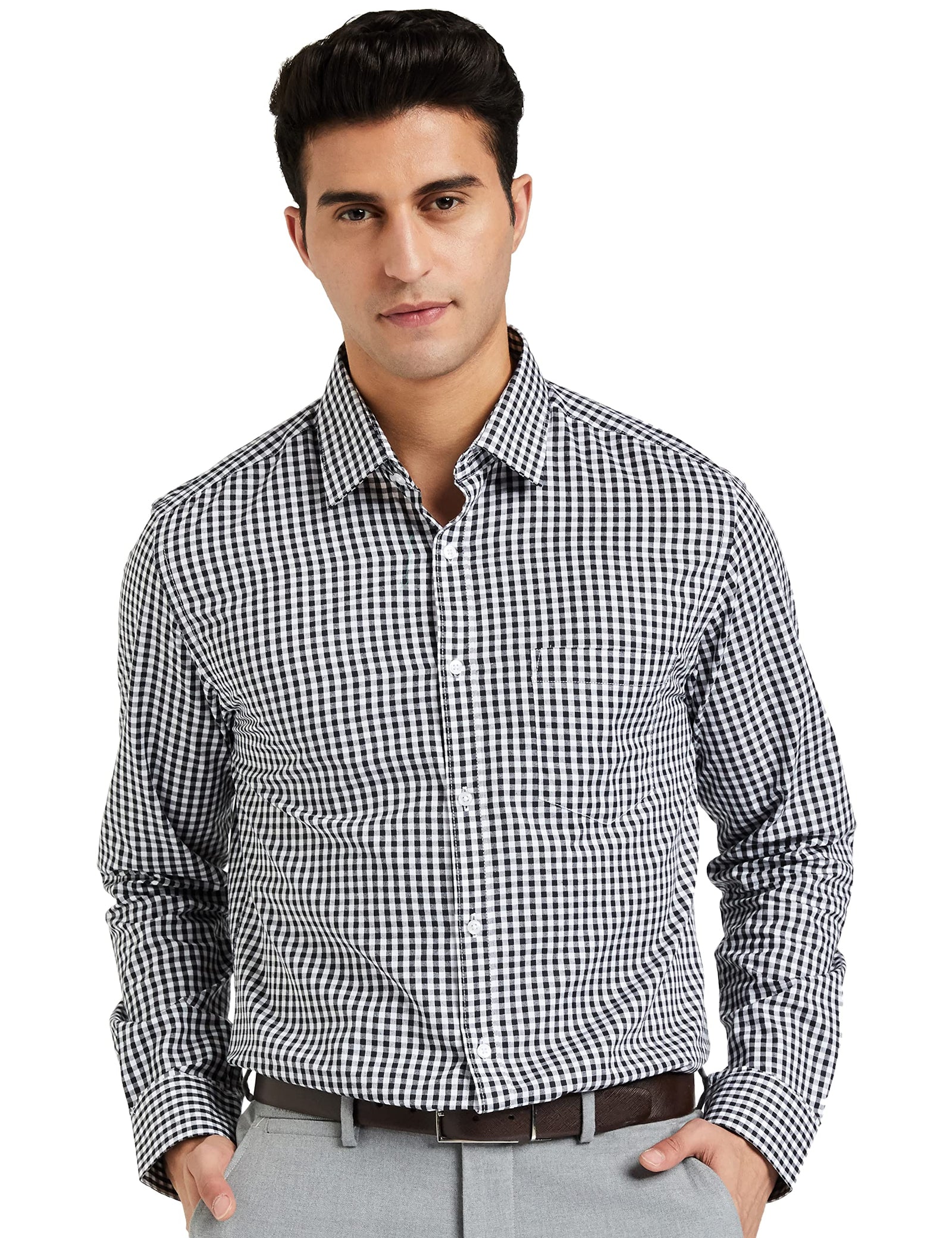 Diverse Men's Checkered Regular Fit Cotton Formal Shirt