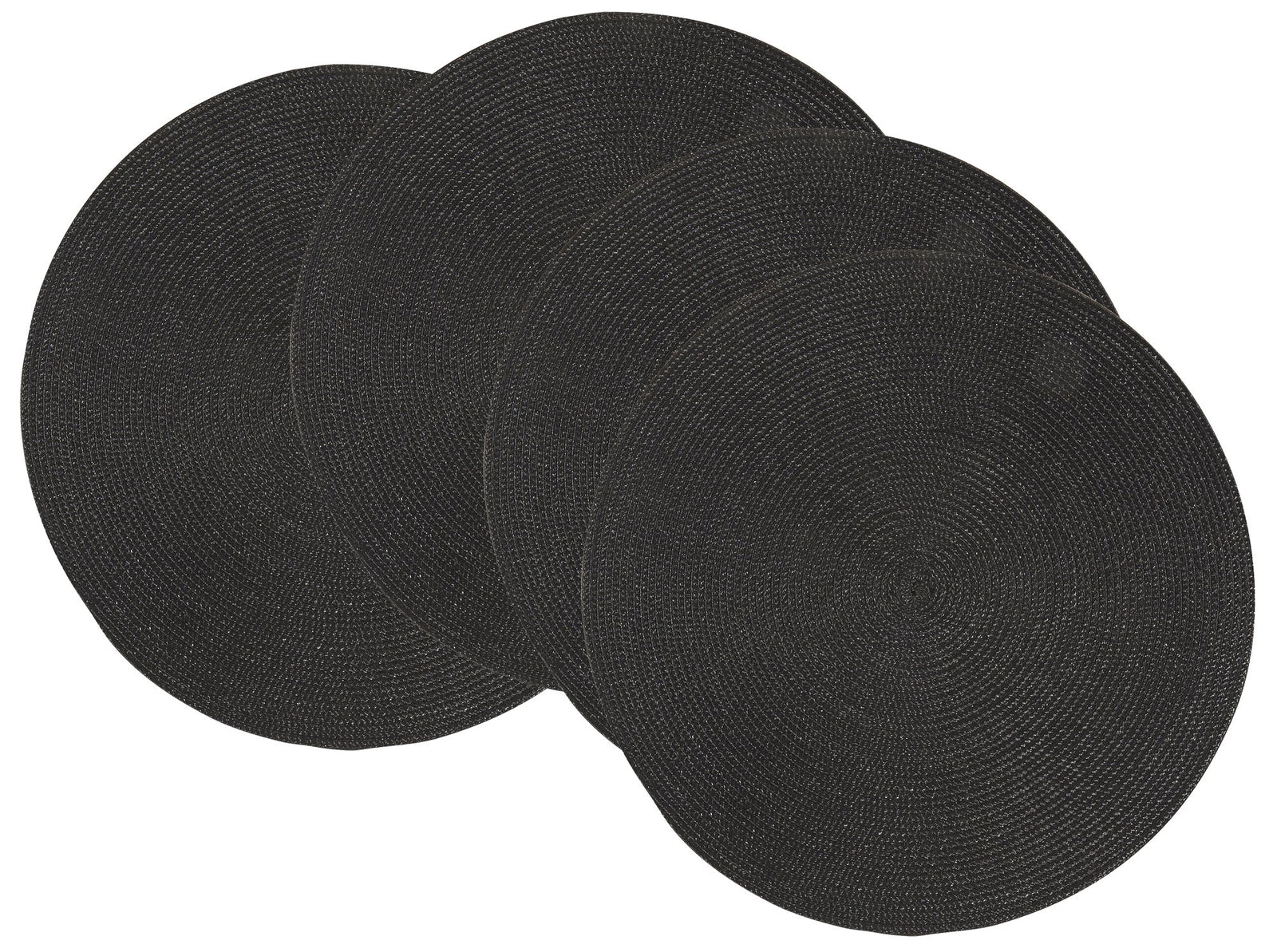 Now Designs Disko Round Placemats, Black, Set Of 4