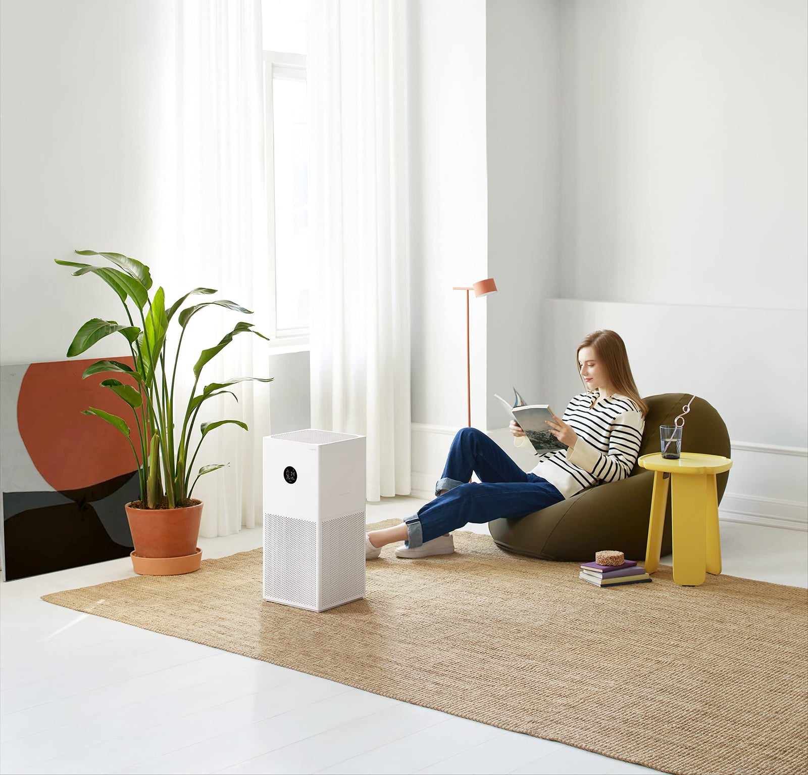 Xiaomi Smart Air Purifier 4 Lite App/Voice Control,Suitable For Large Room Smart Air Cleaner Global Version, 360 M3/H Pm Cadr, Oled Touch Screen Display - Mi Home App Works With Alexa - White
